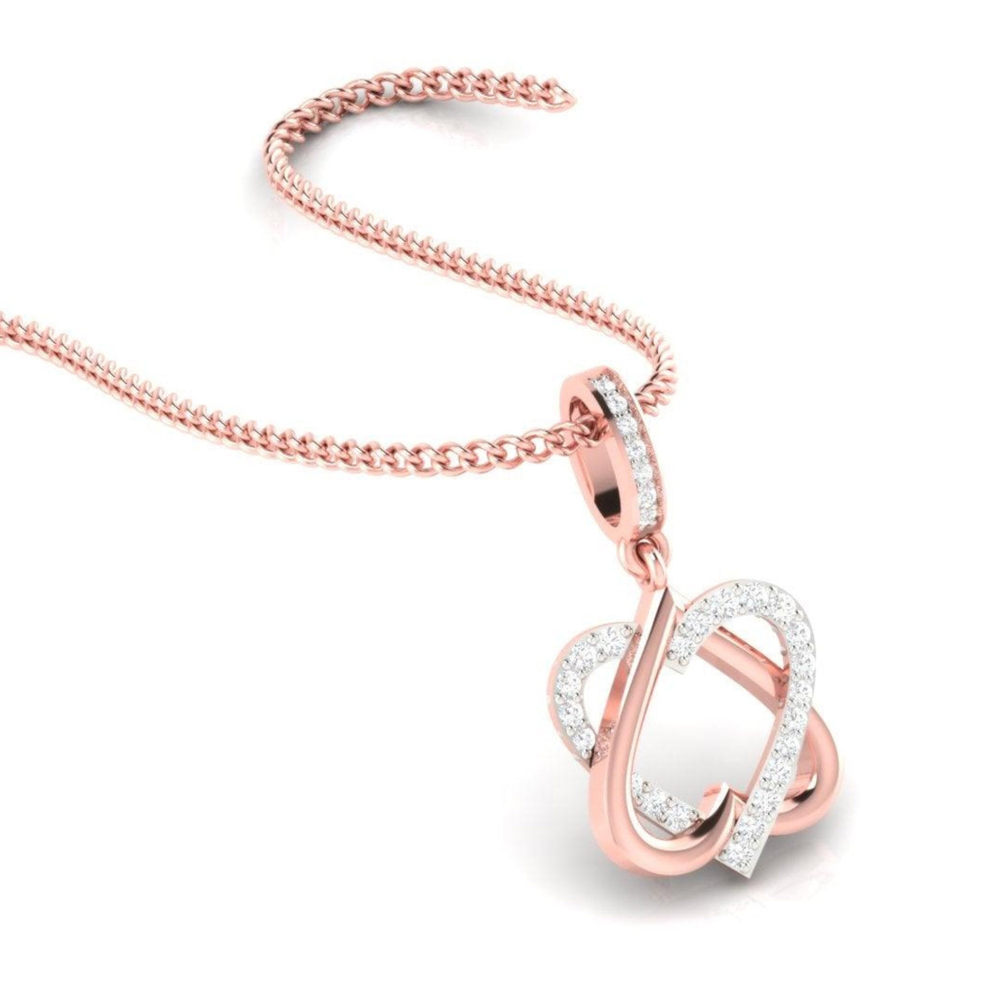 Interlock Double Heart Rose Gold Pendant