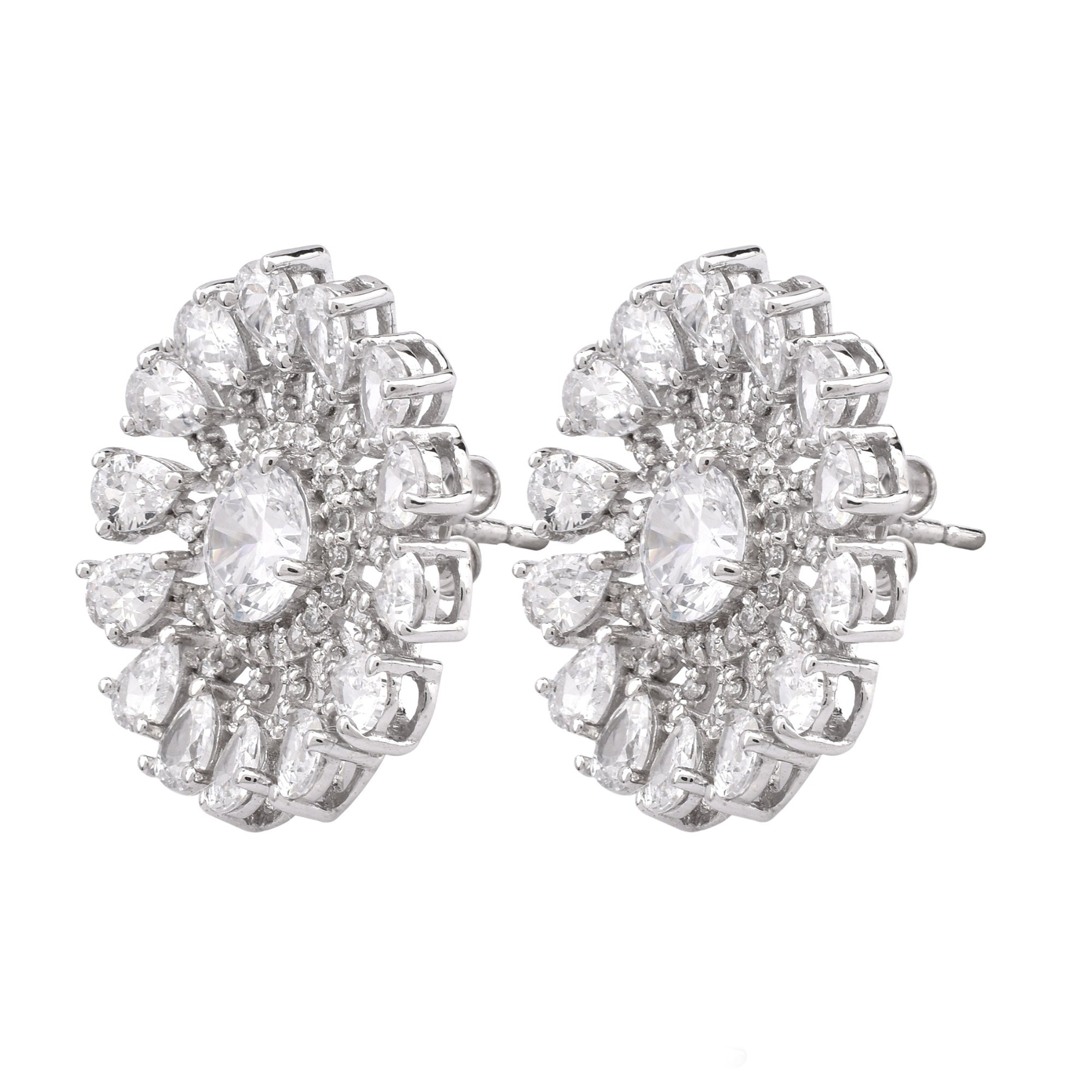Elegant Sunburst Diamond Earrings
