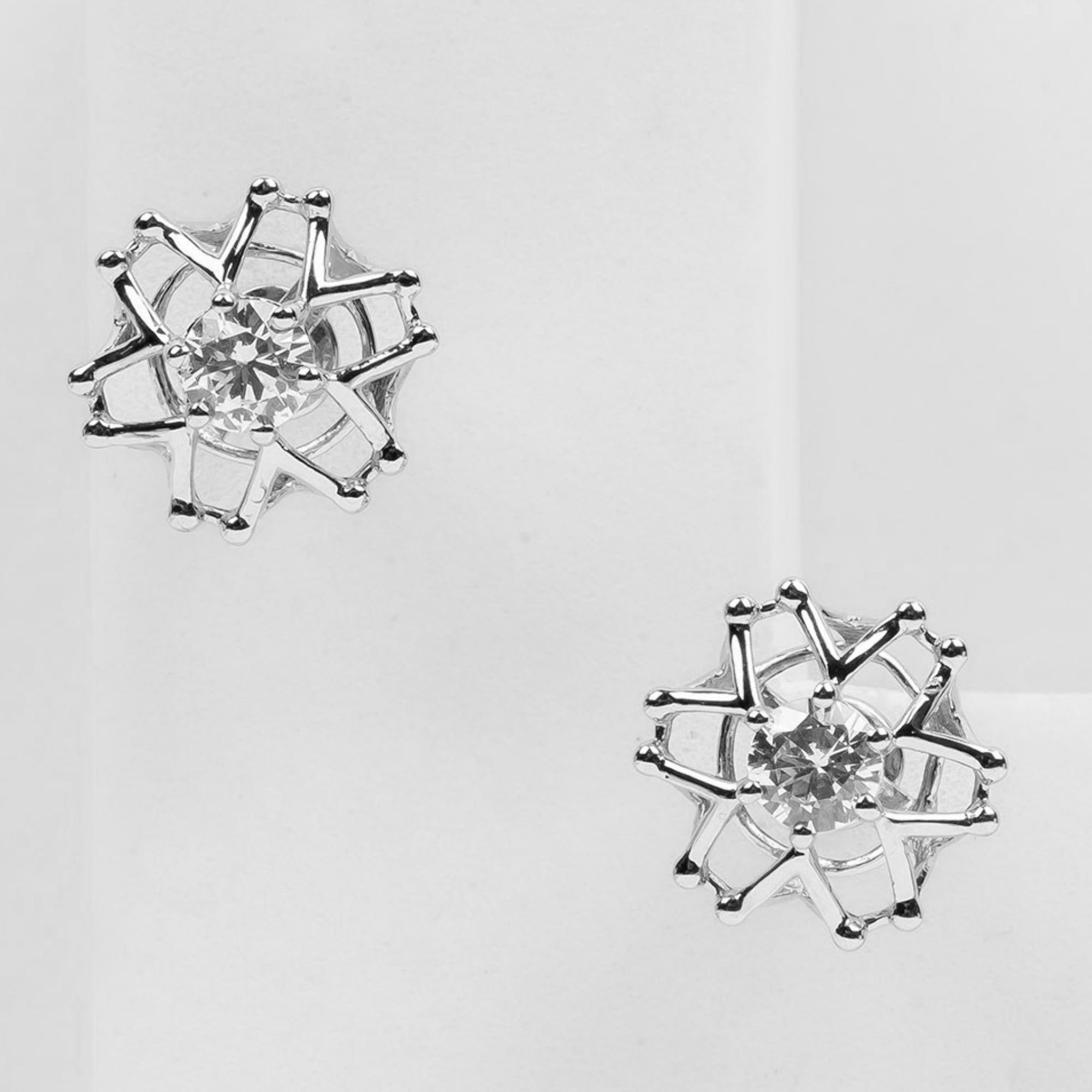 Starburst Geometric Silver Stud Earrings