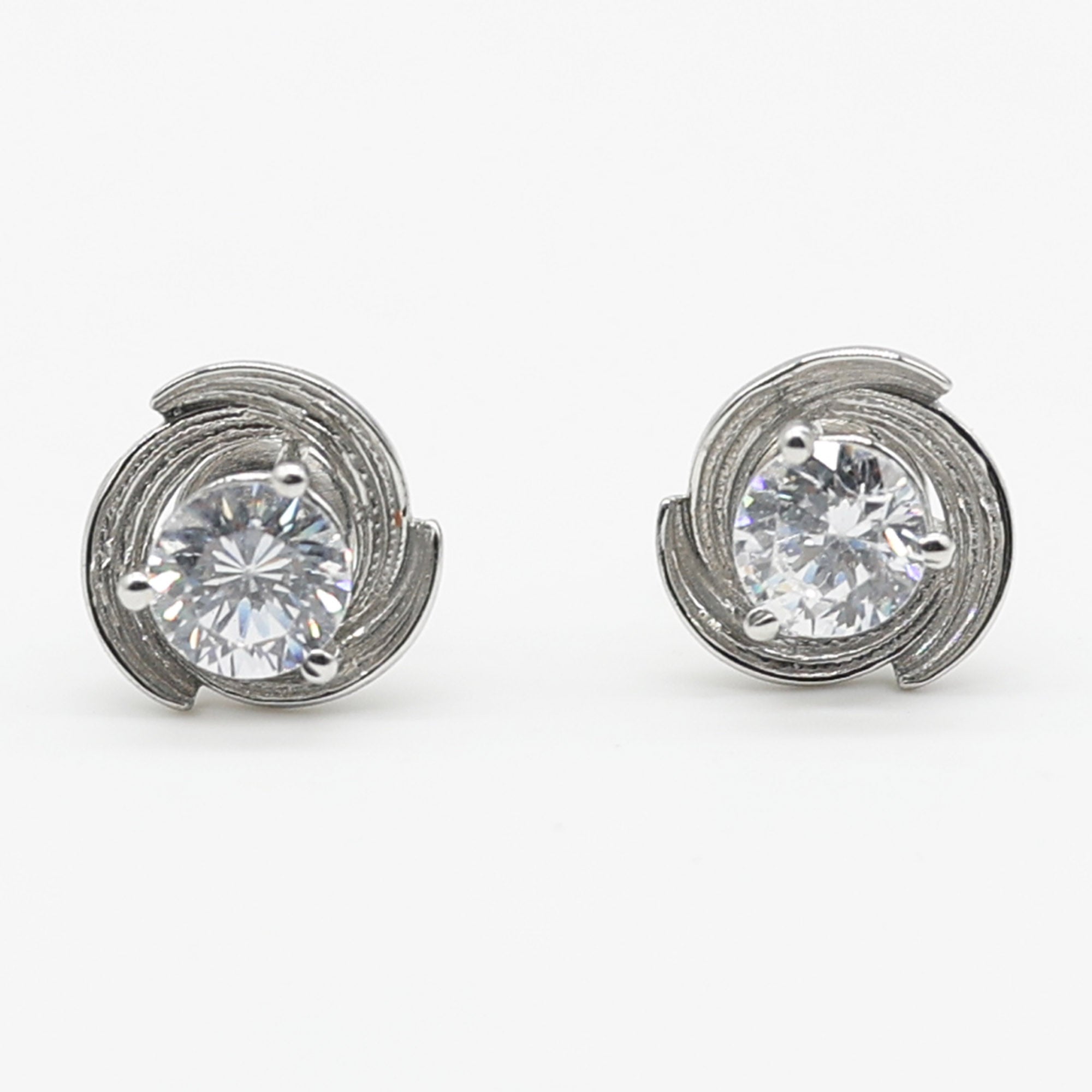 Swirl American Diamond Stud Earrings