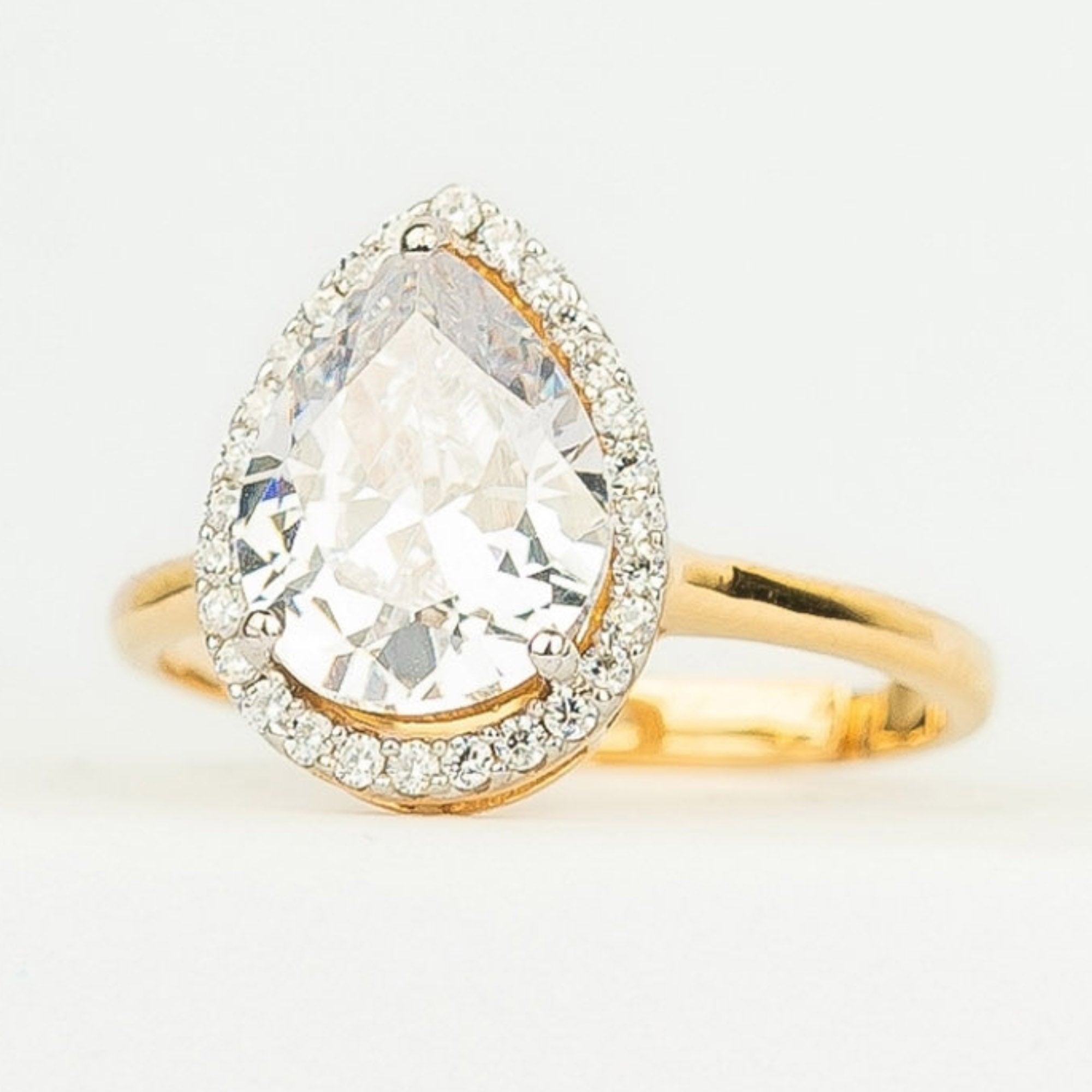 Pear Halo Diamond Ring