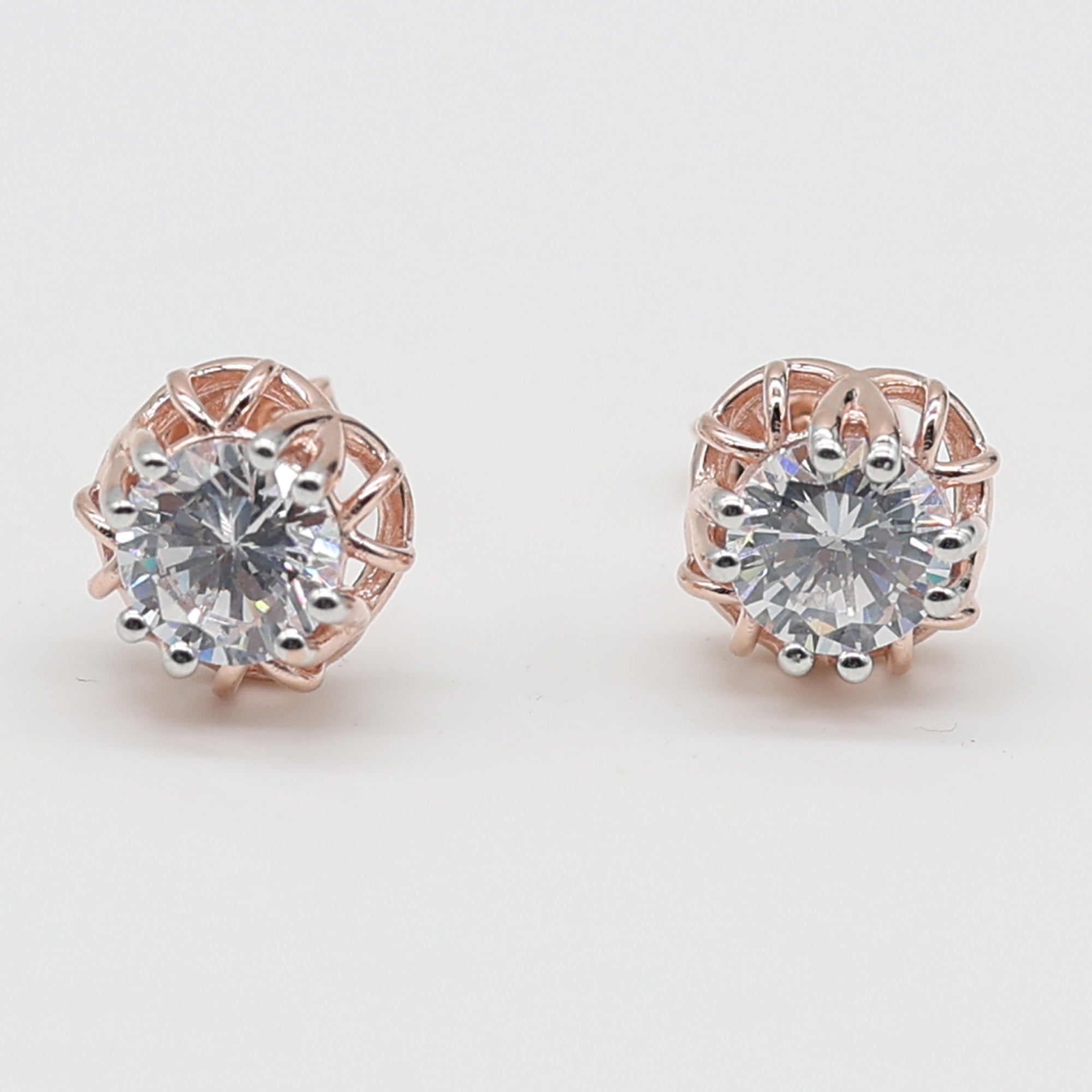 Rose Gold Solitaire Stud Earrings