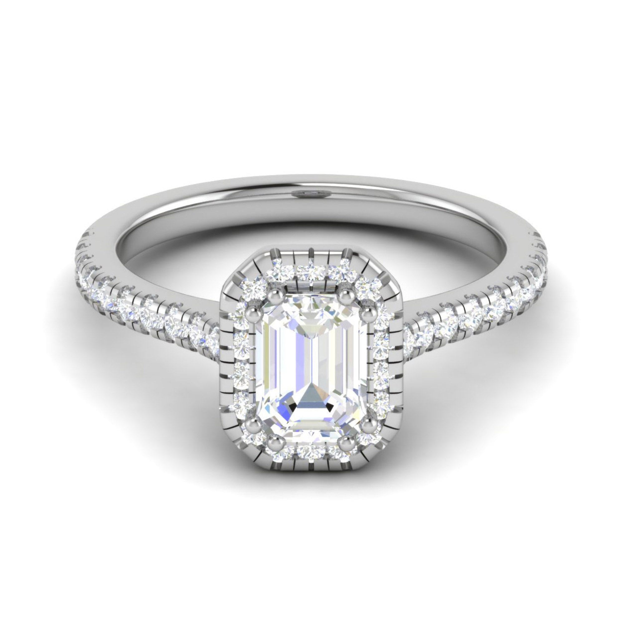 Emerald Halo Solitaire Ring