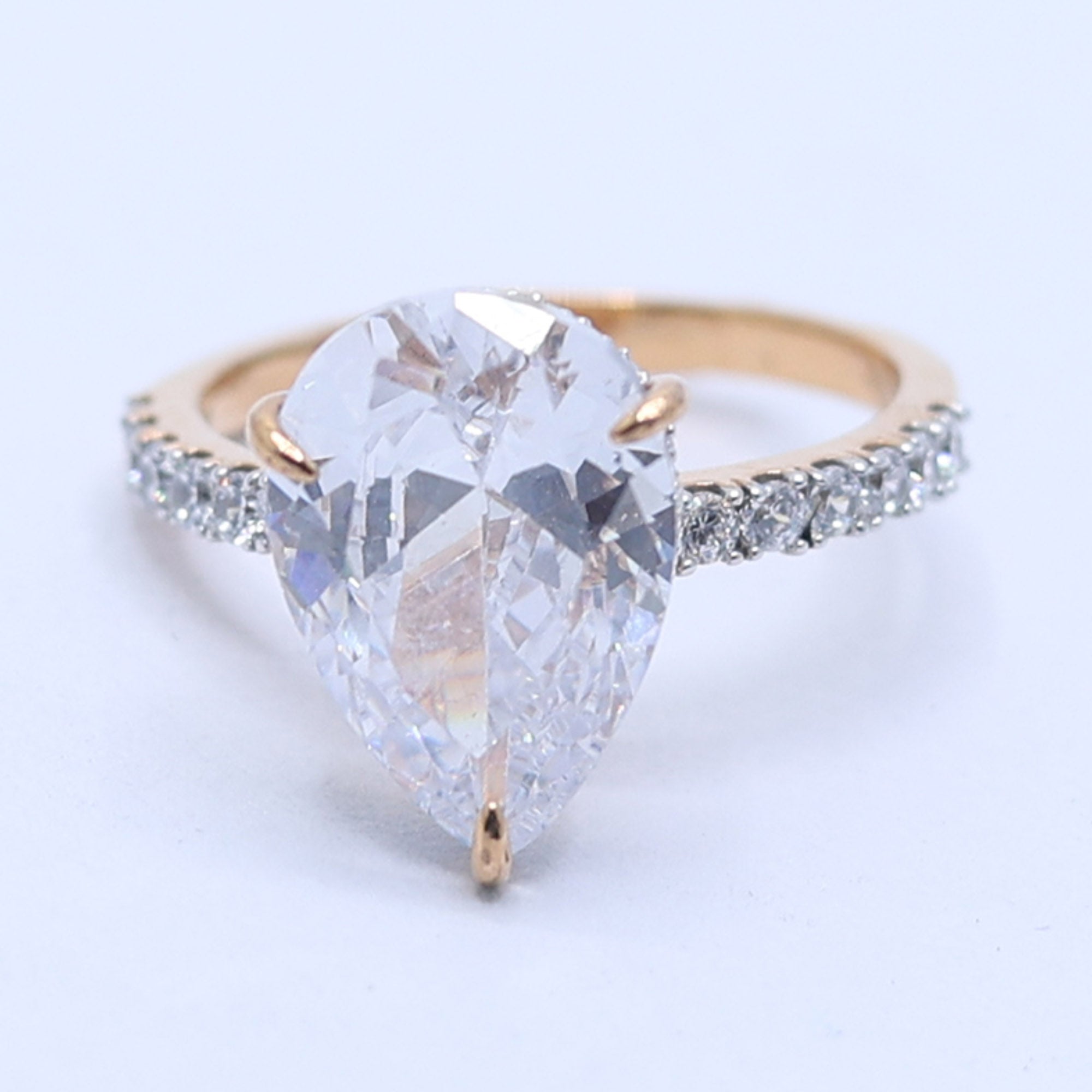 Gold Plated Pear Sparkle Ring