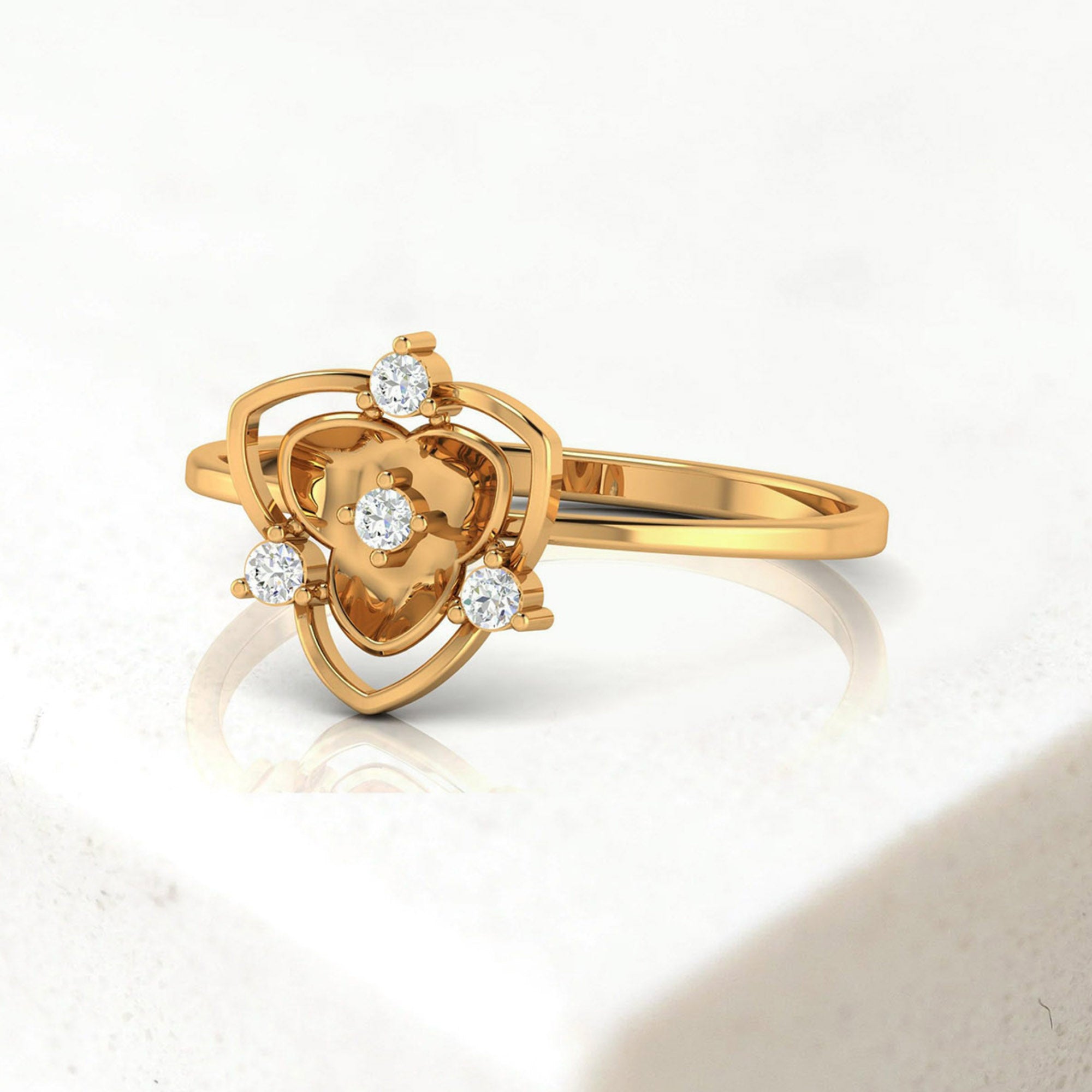 Double Heart Floral Ring