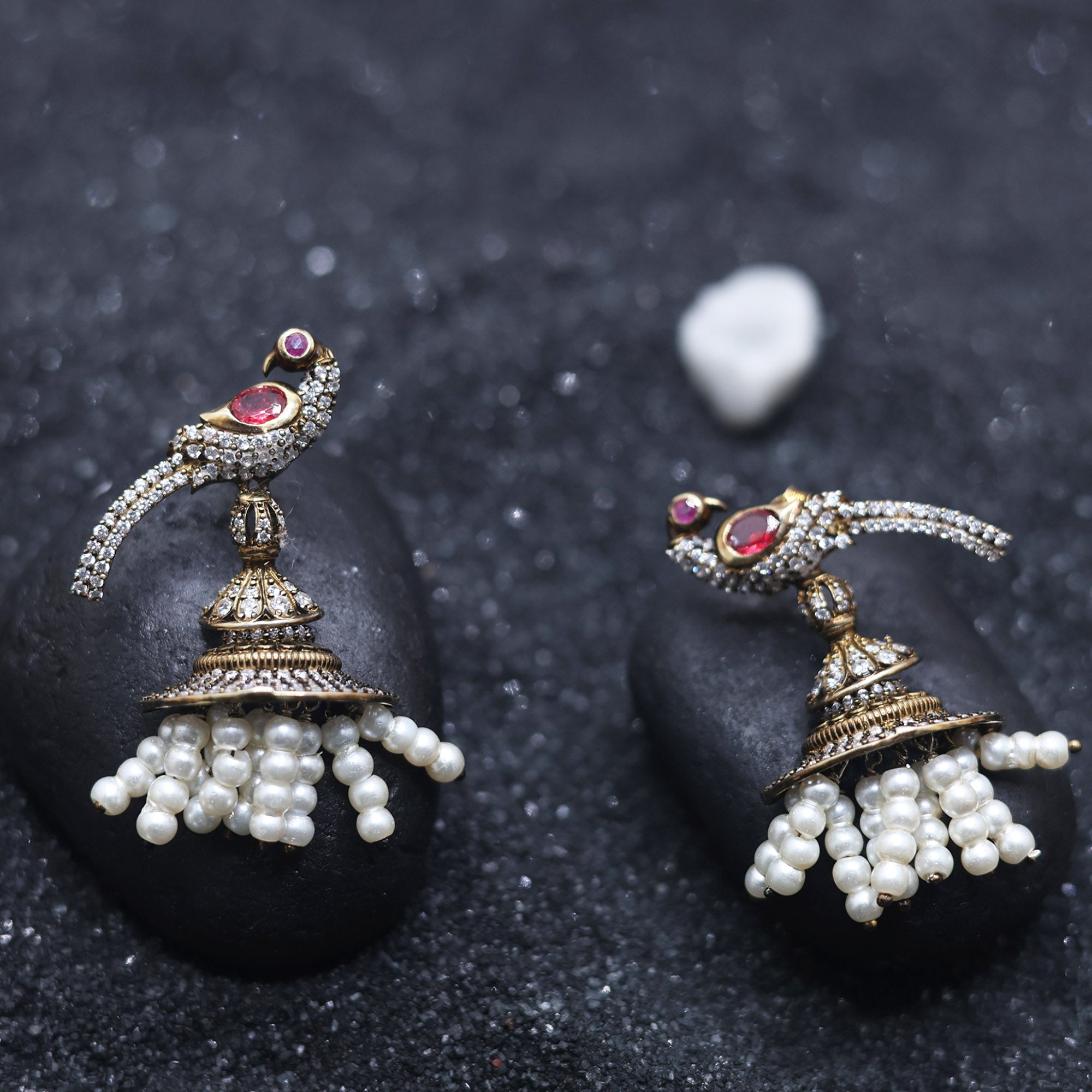 Vintage Peacock Jhumka Earrings