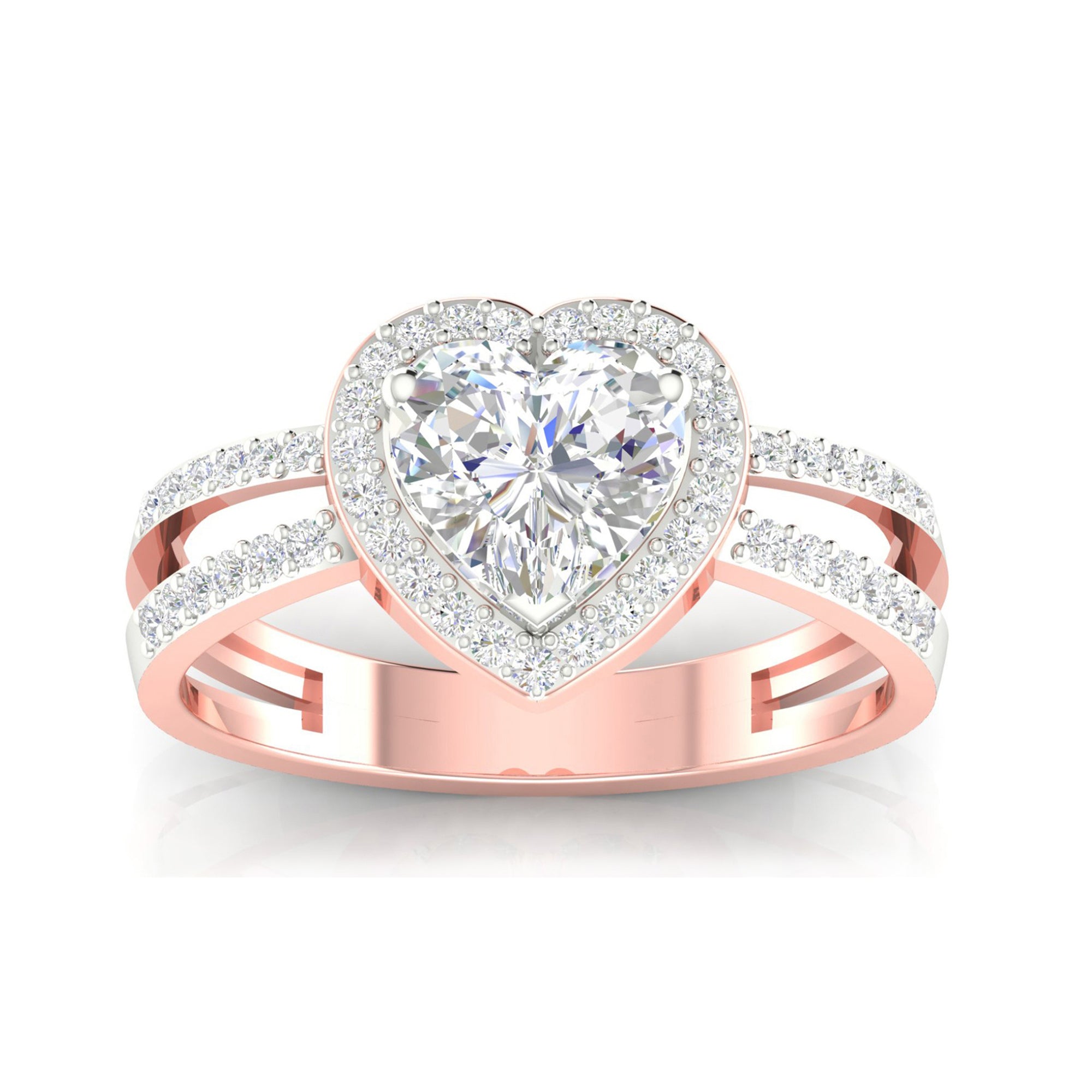 Heart Halo Split Shank Ring