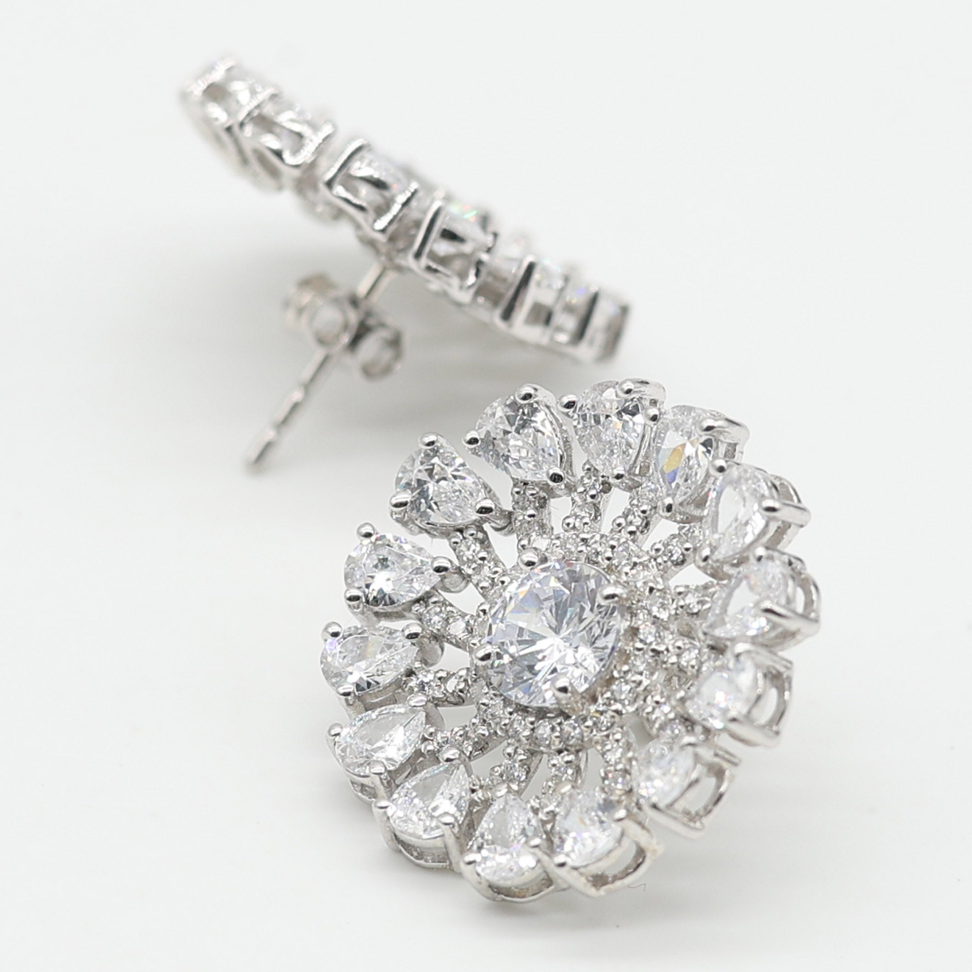 Elegant Sunburst Diamond Earrings
