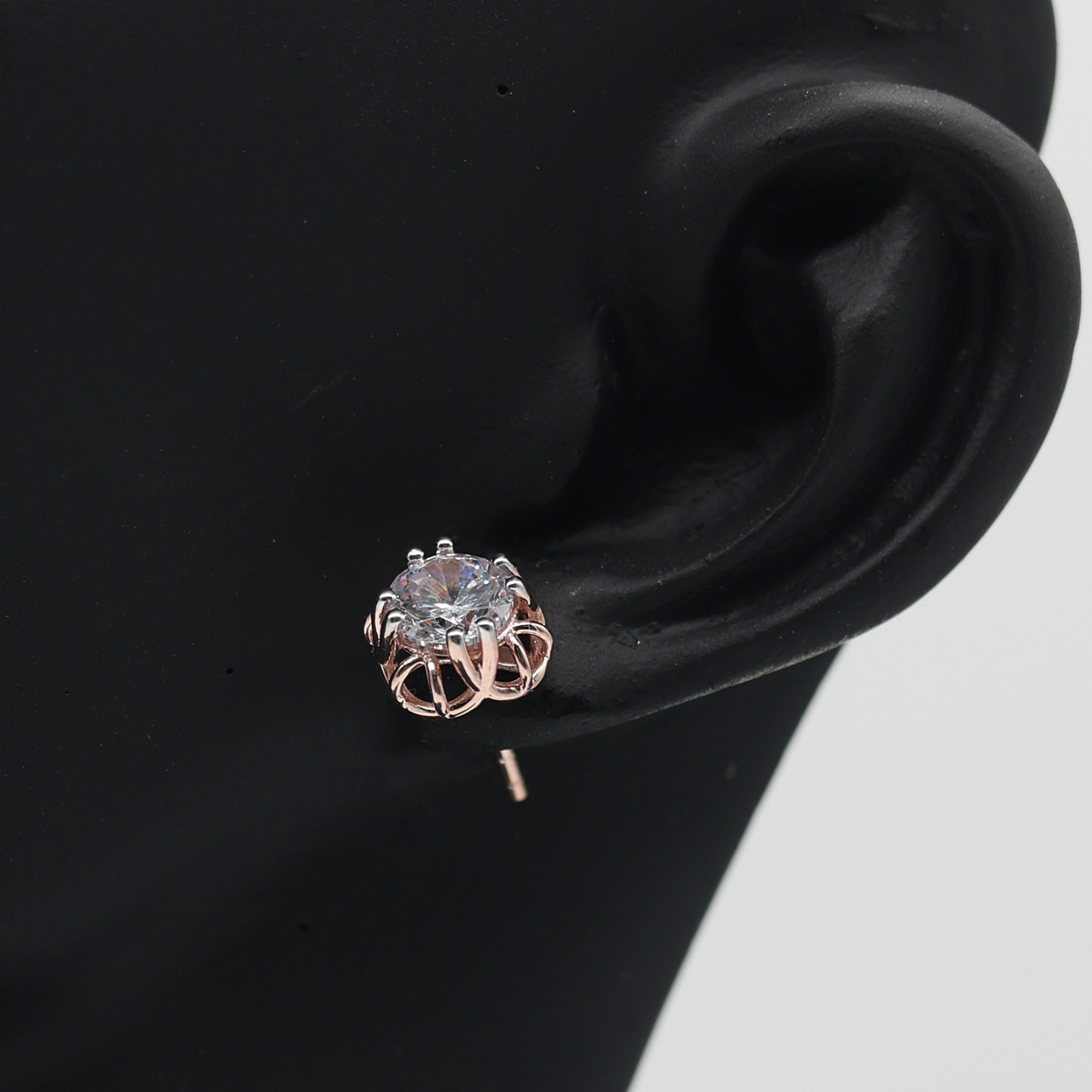 Rose Gold Solitaire Stud Earrings