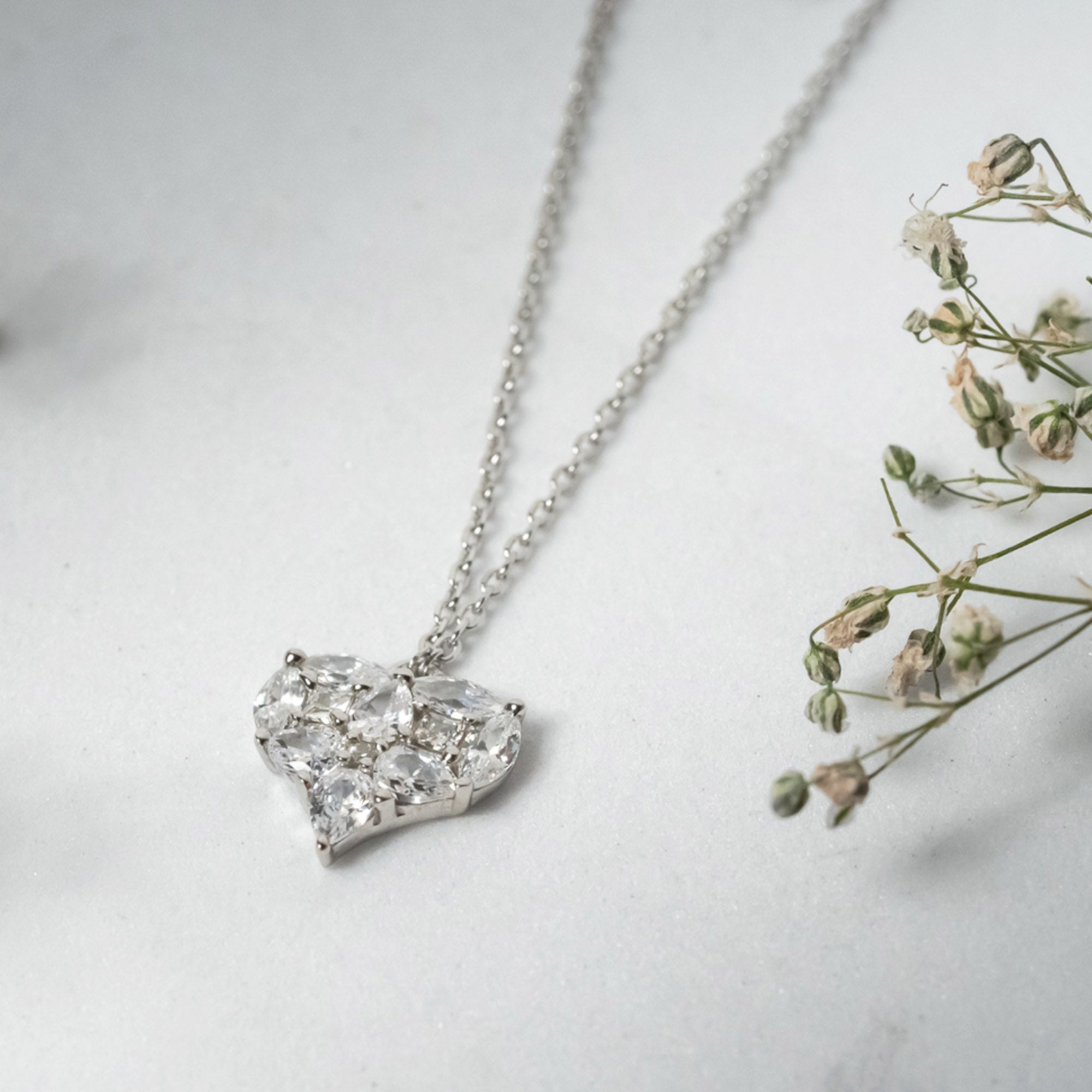 Sparkling Heart Pendant in Silver