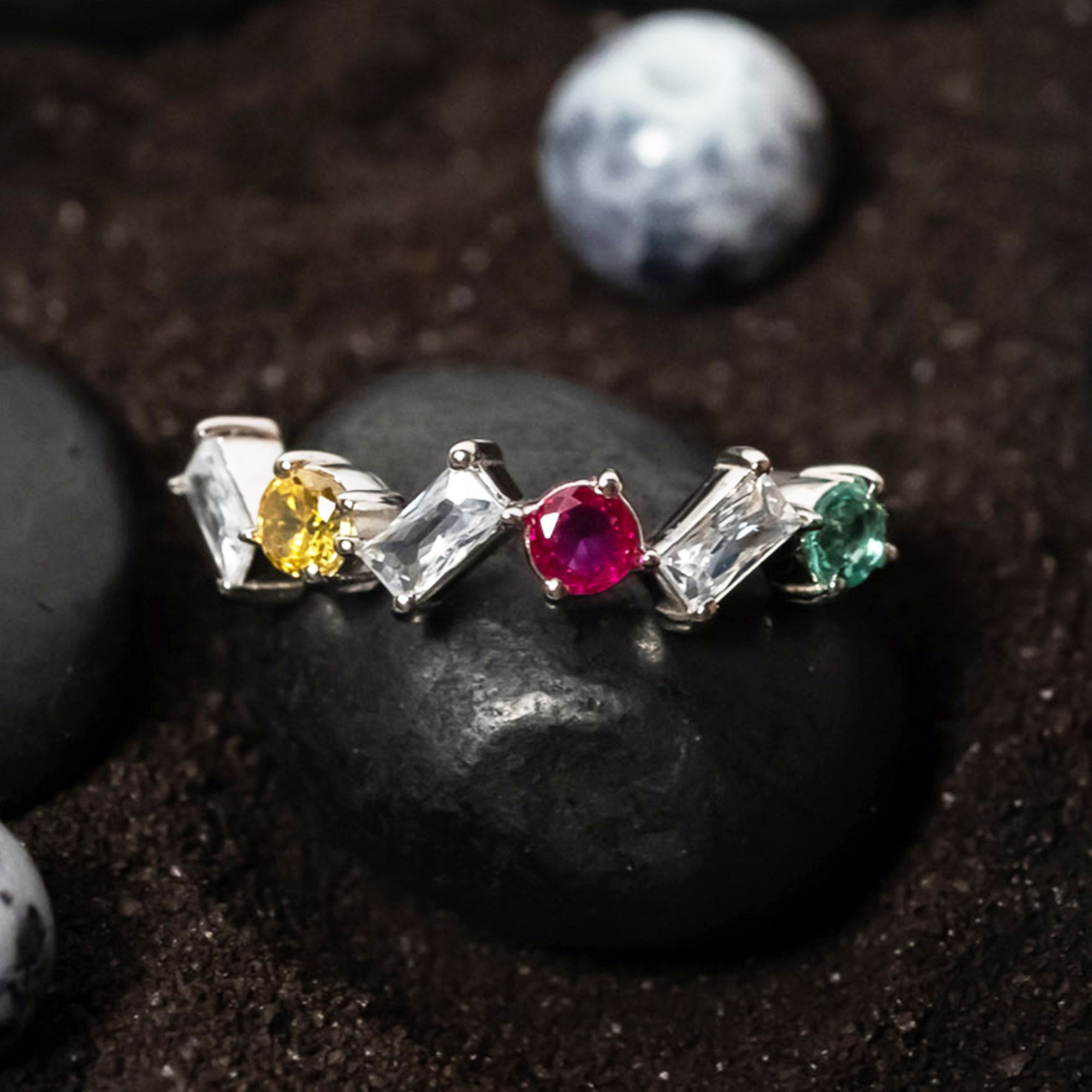 Zigzag Multi Stone Ring