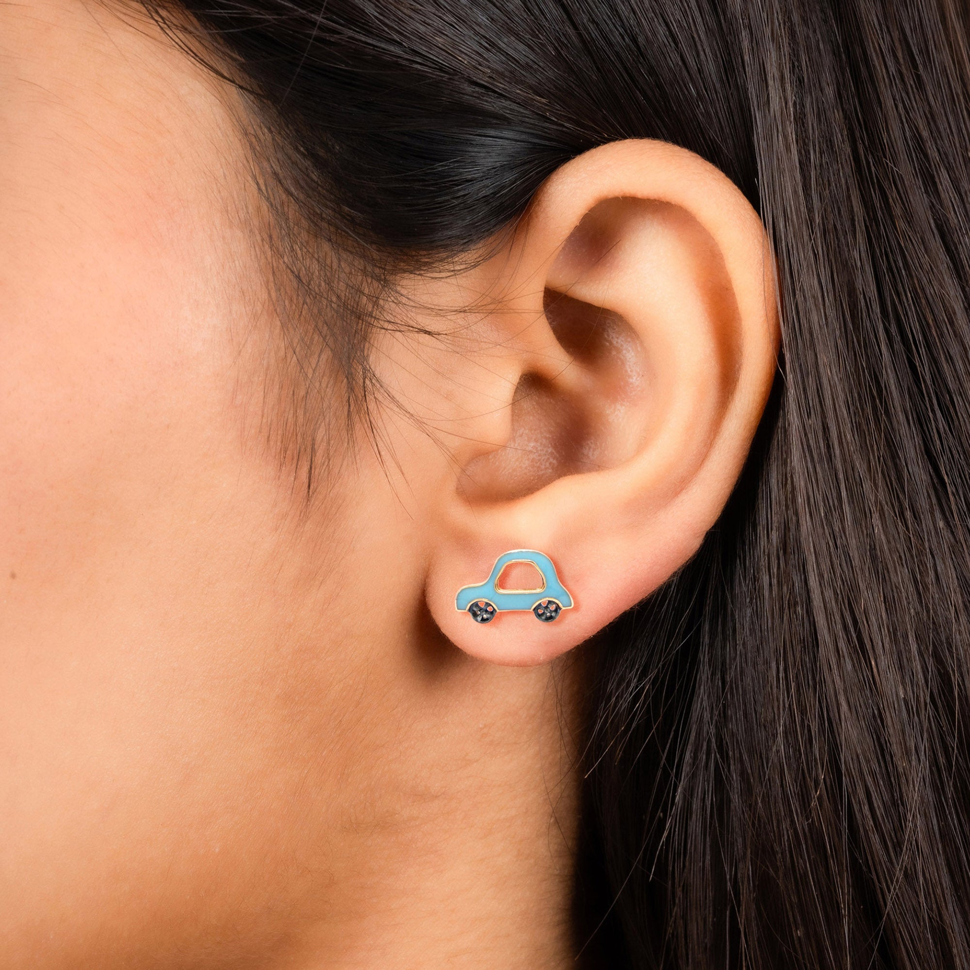 Blue Car Kids Earrings