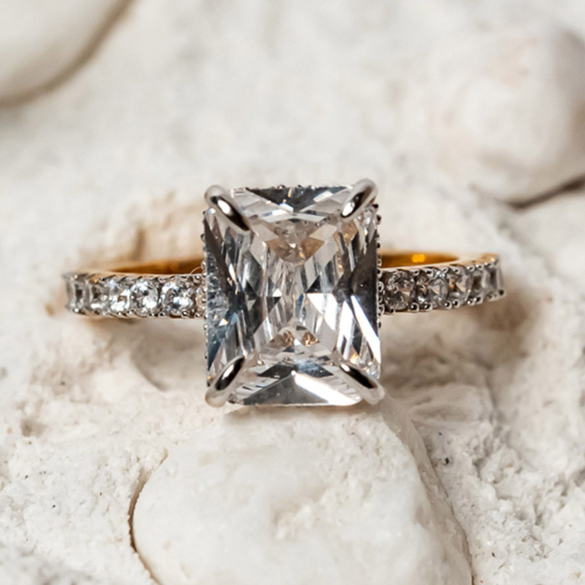 Radiant Cut Silver Ring