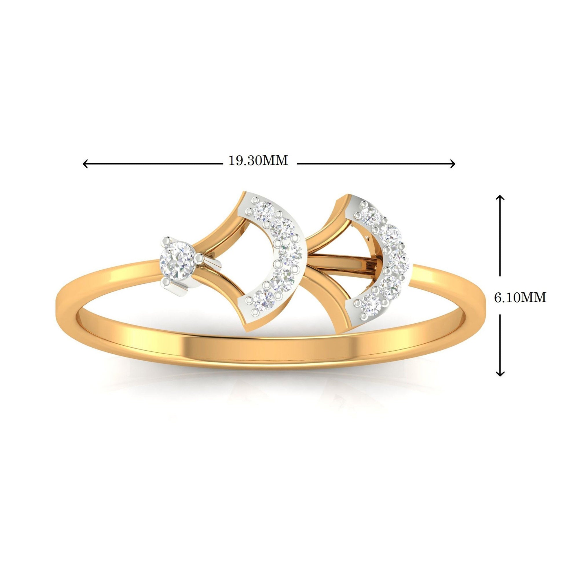 Elegant Dual Crescent Shape Ring