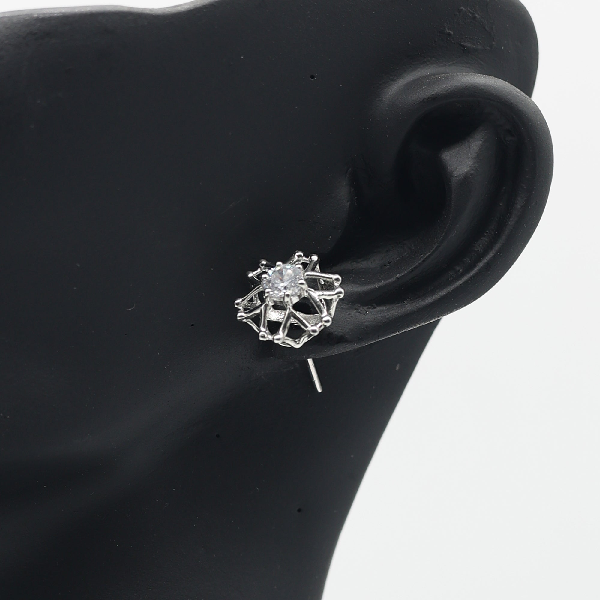 Starburst Geometric Silver Stud Earrings
