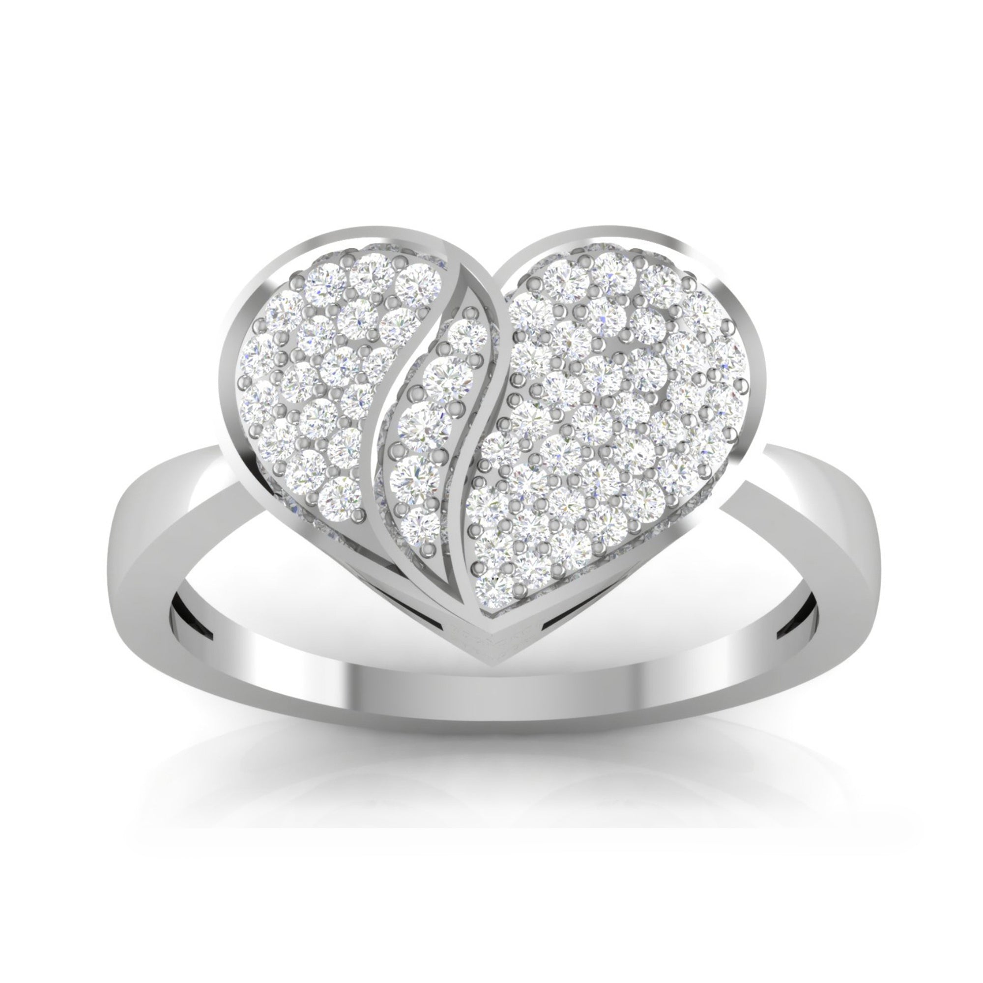 Sterling Silver Heart Diamond Ring