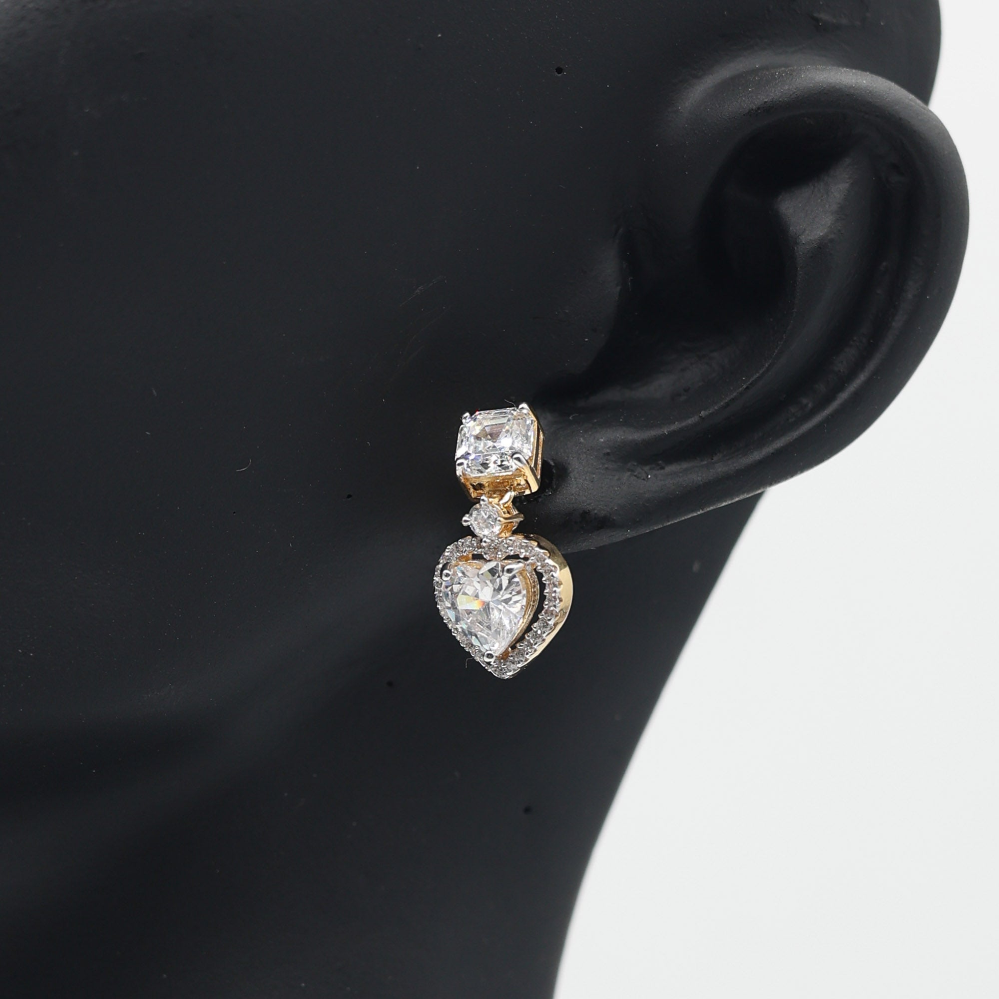Square Heart Halo Drop Earrings