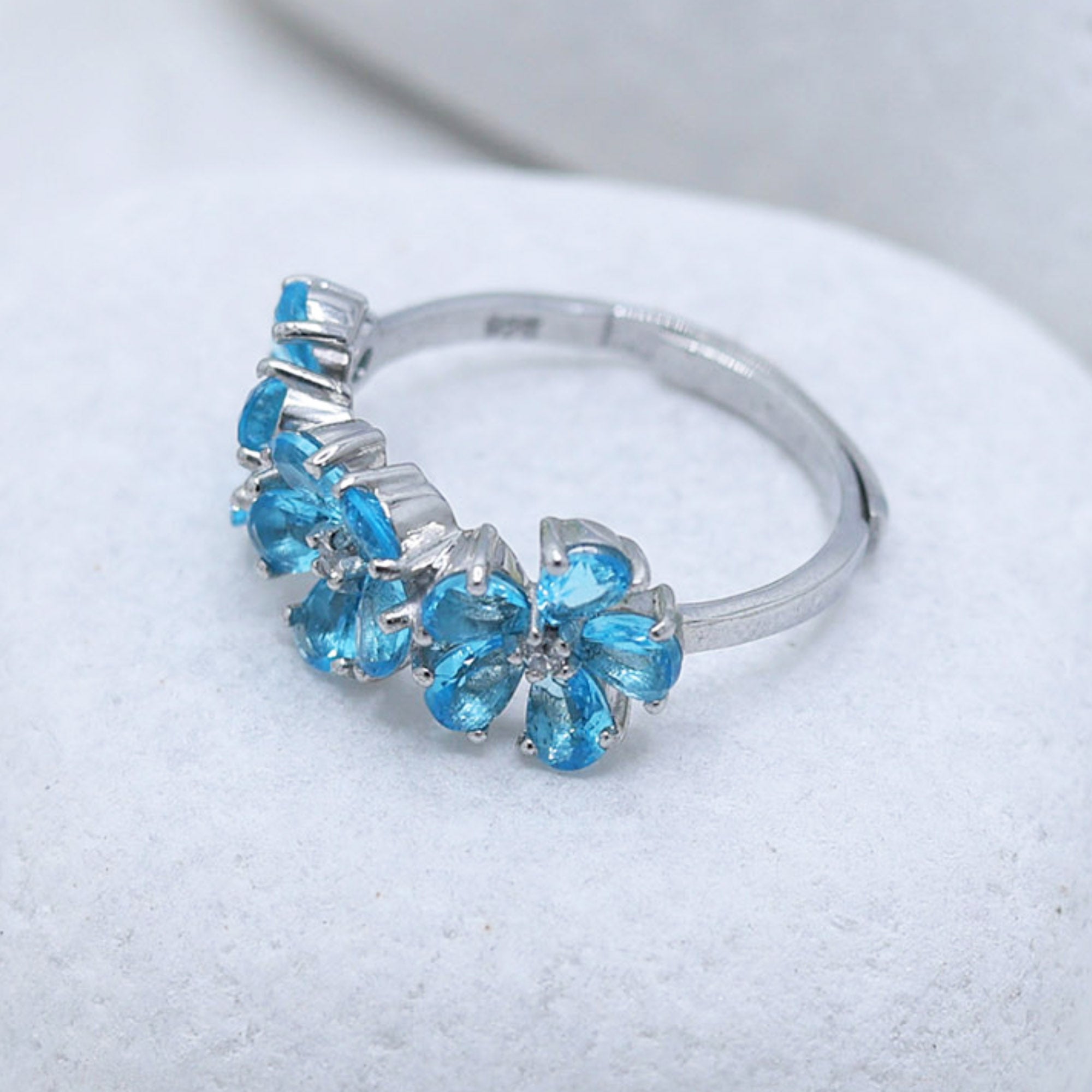 Blue Topaz Floral Ring