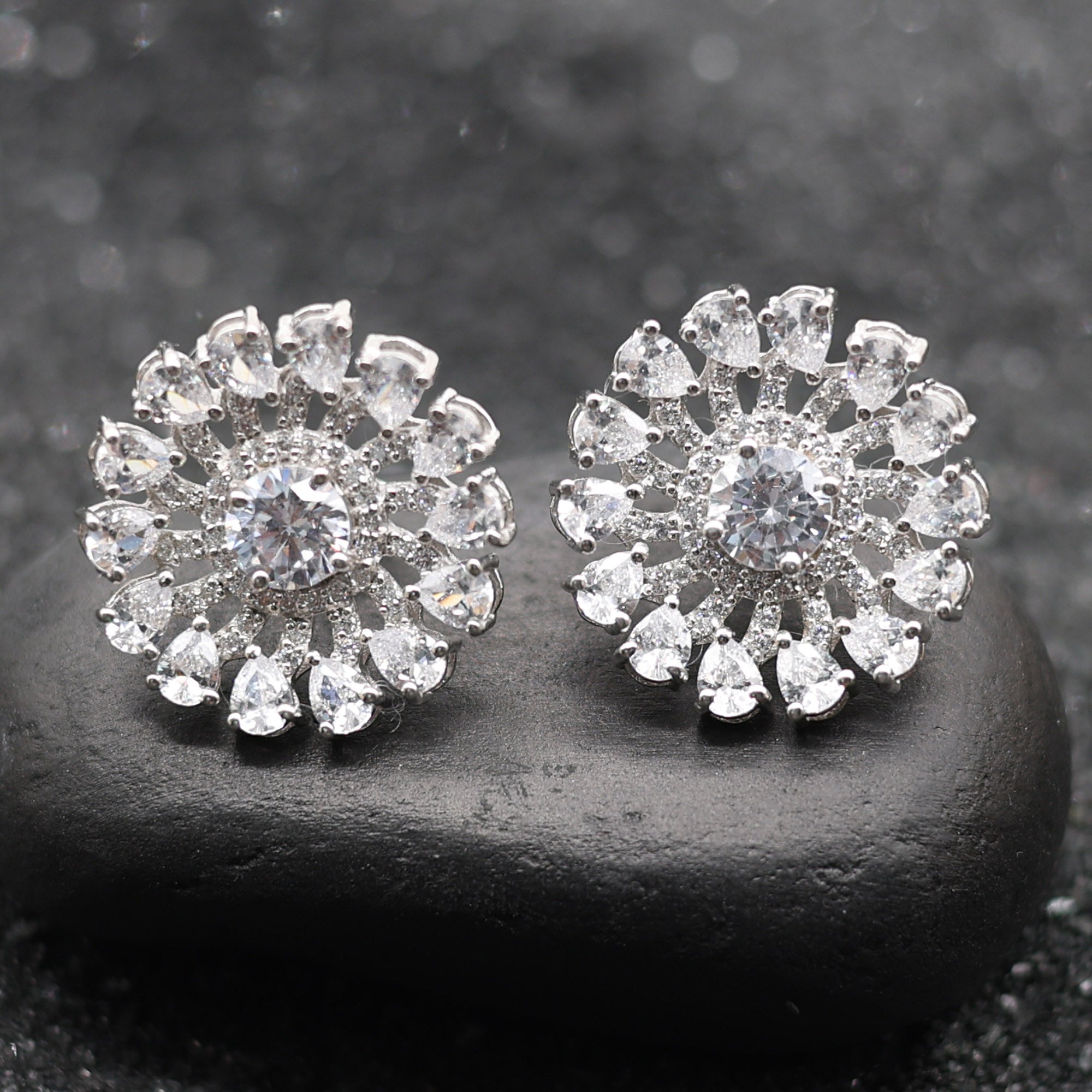 Elegant Sunburst Diamond Earrings