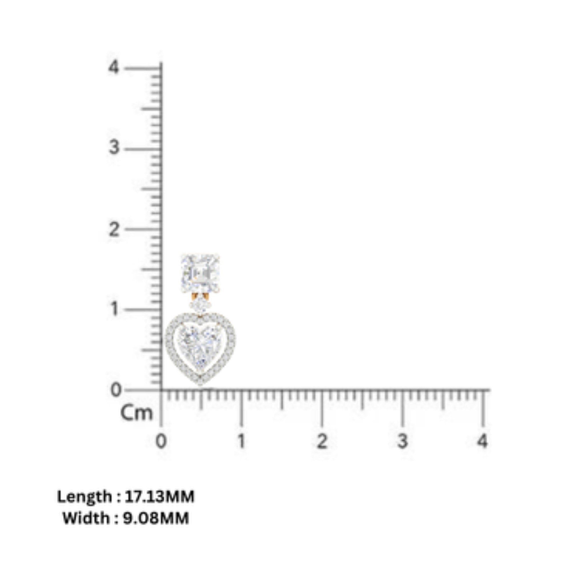 Square Heart Halo Drop Earrings