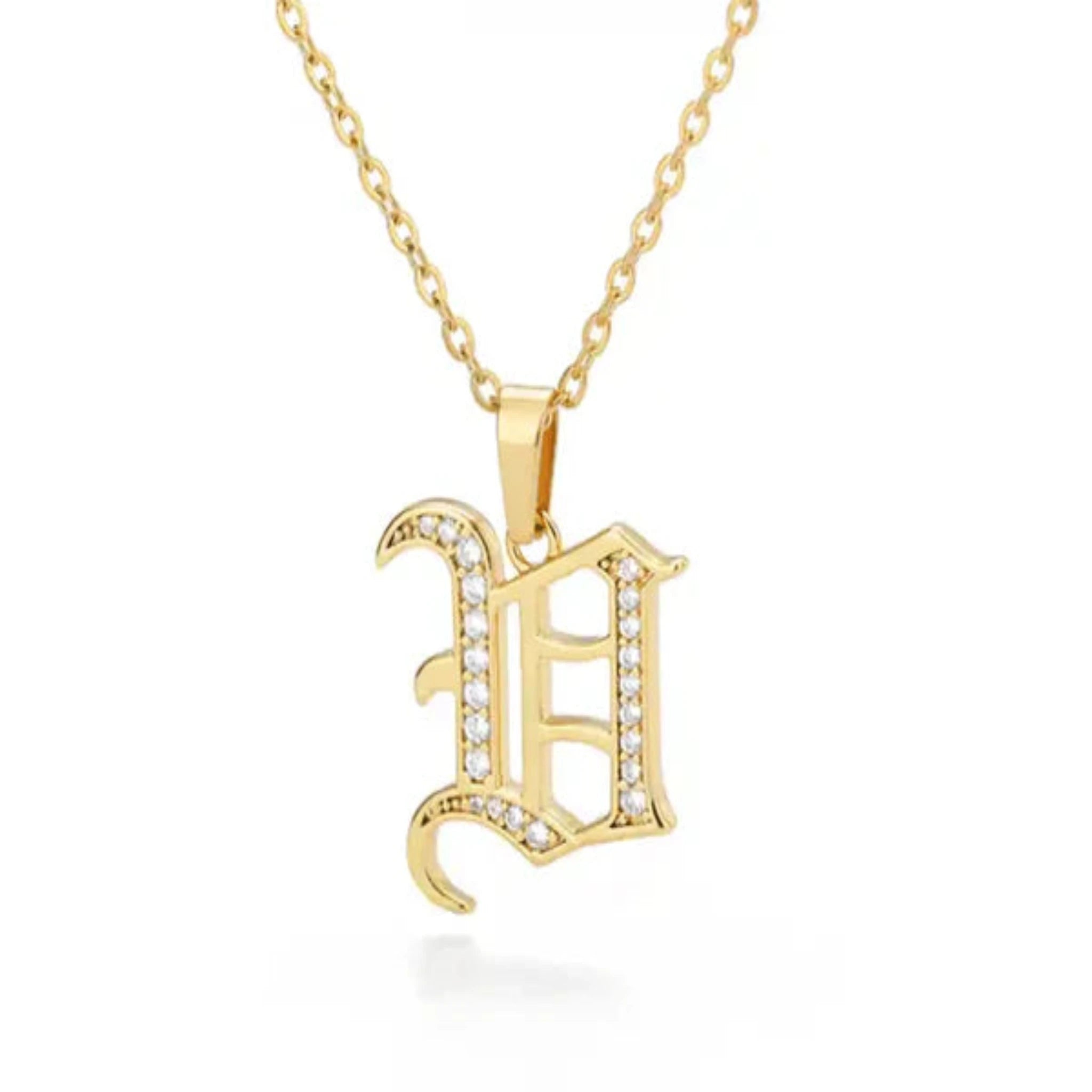 Yellow Gold Adjustable Silver Font Letter Pendant For Woman