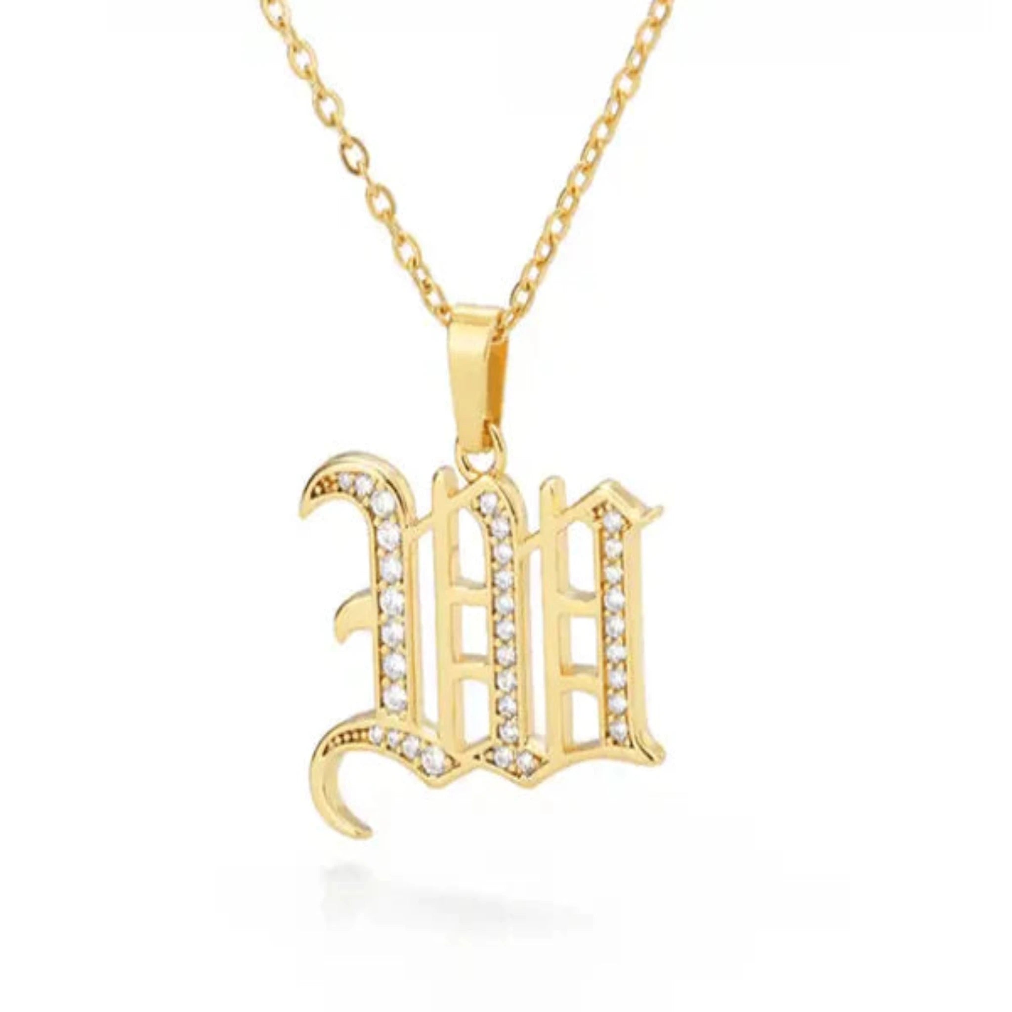 Yellow Gold Adjustable Silver Font Letter Pendant For Woman