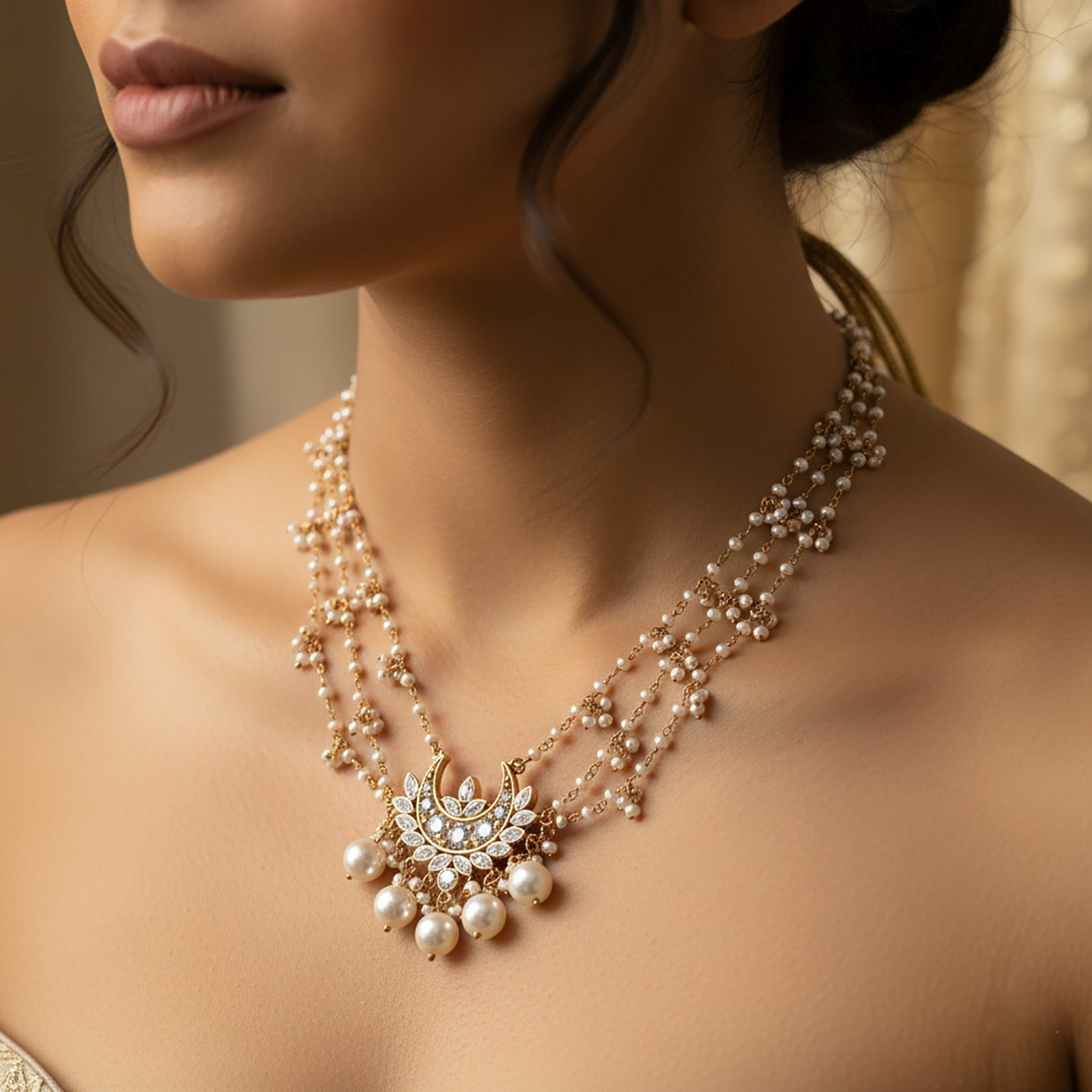 Elegant Pearl and Teardrop Necklace for women