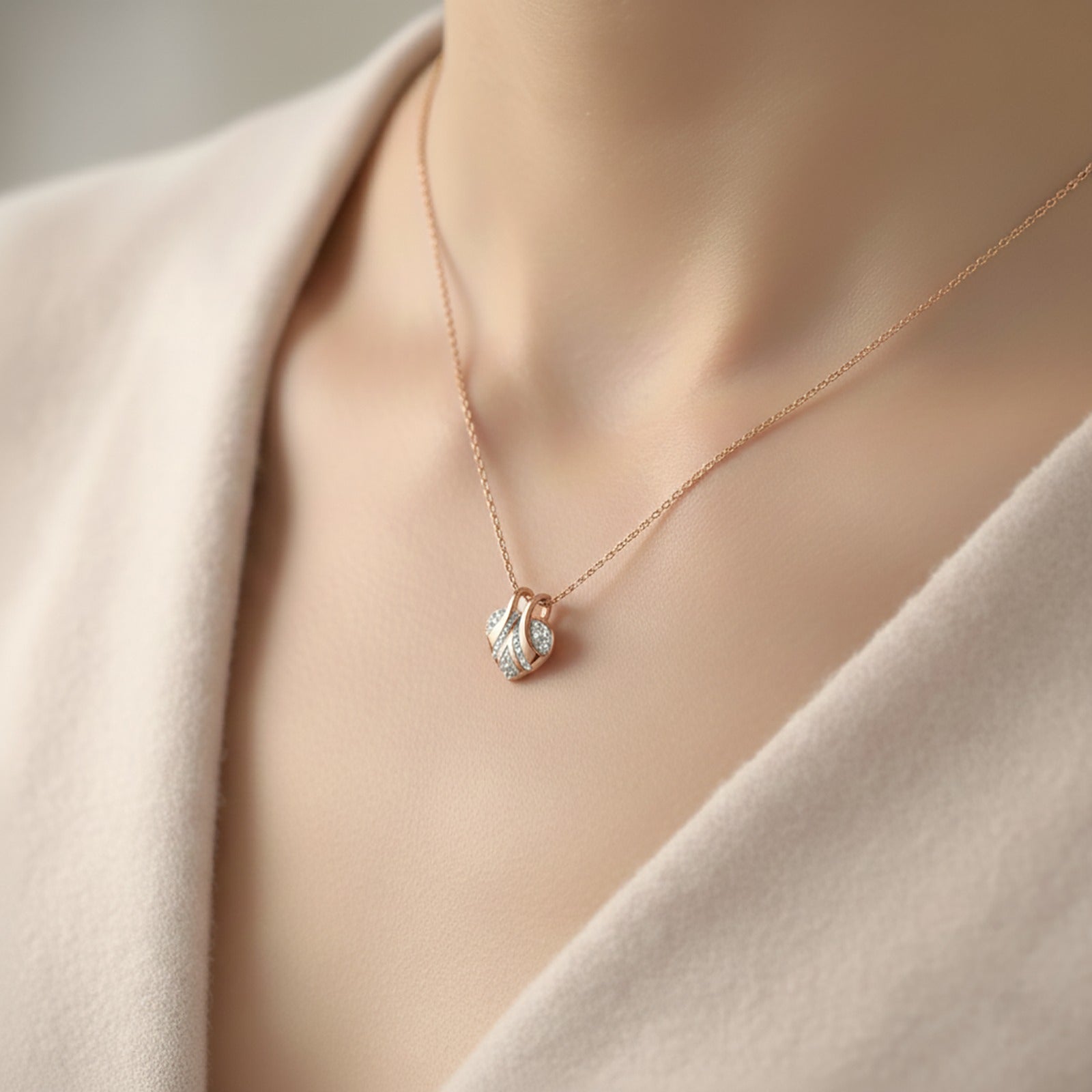 Rose Gold Diamond Heart Pendant