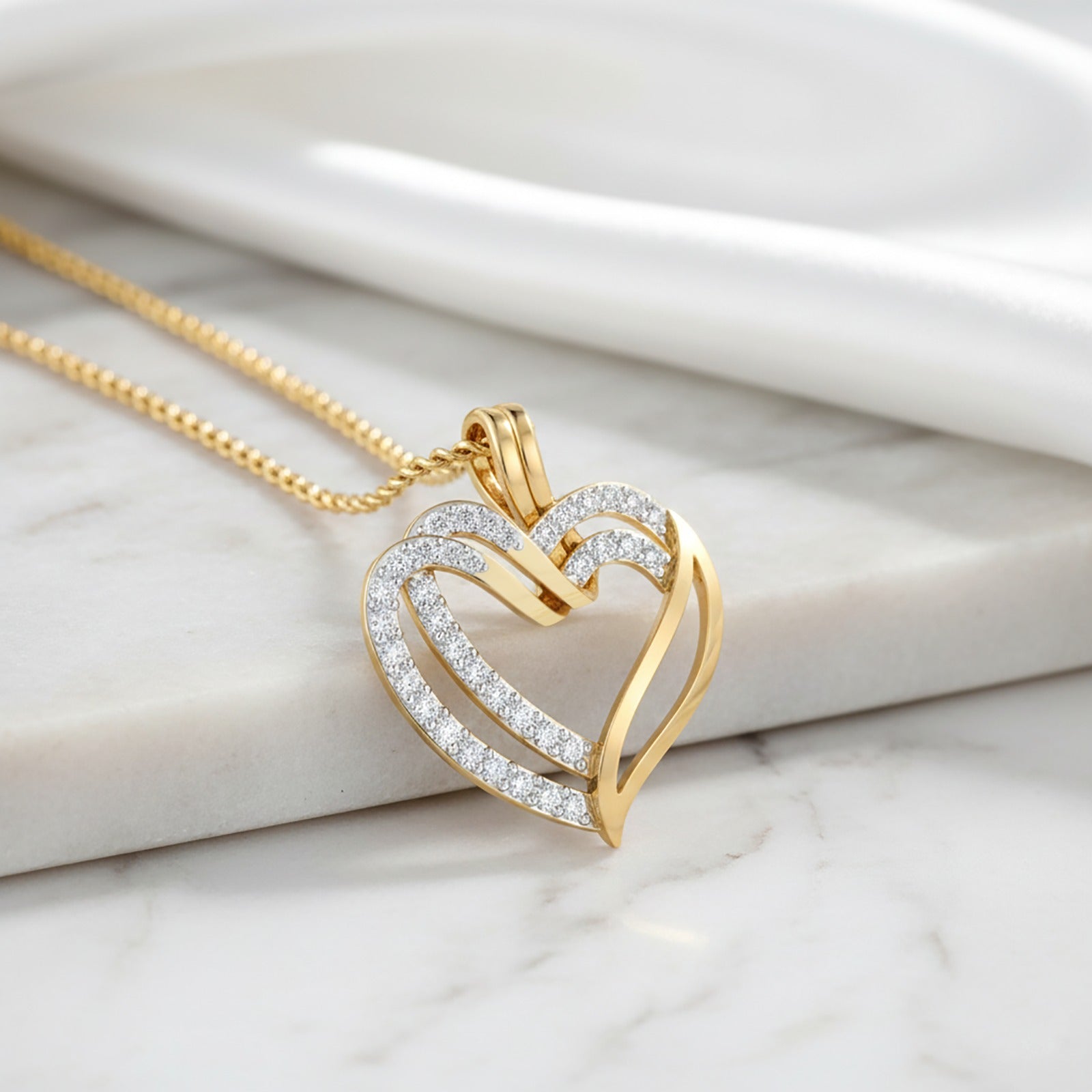 Gold Plated Twined Heart Pendant