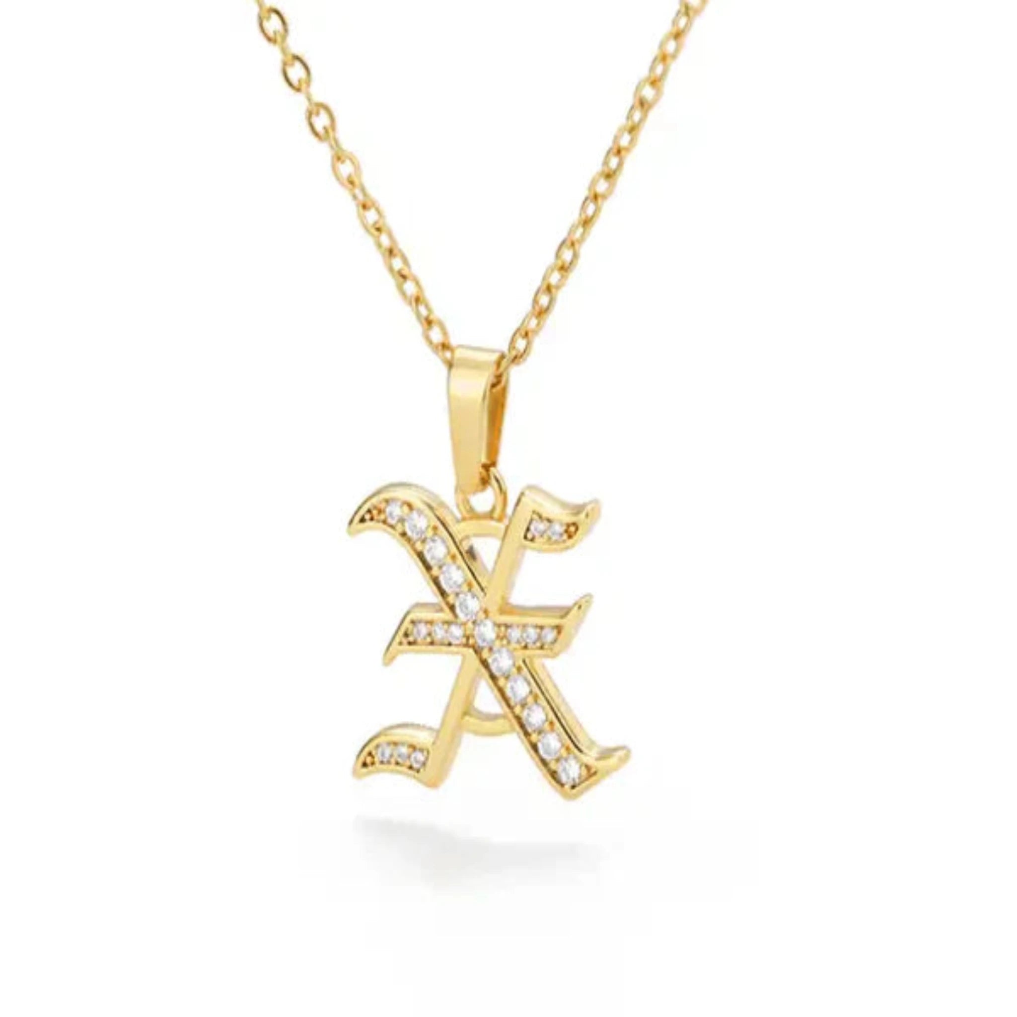 Yellow Gold Adjustable Silver Font Letter Pendant For Woman
