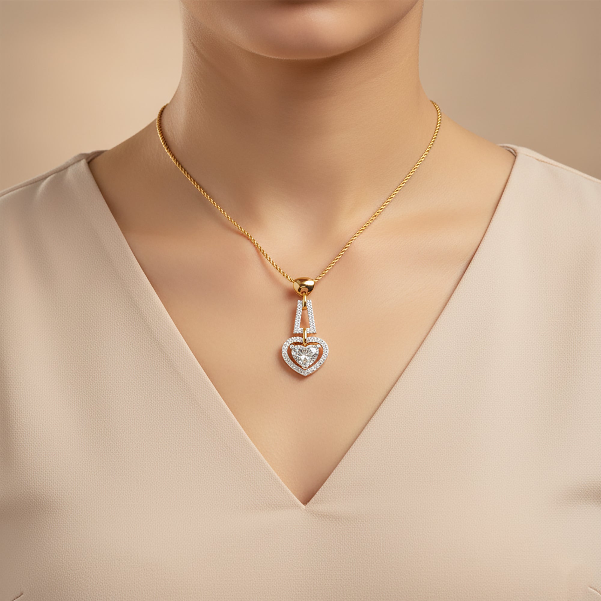 Gold Plated Dual Heart Pendant