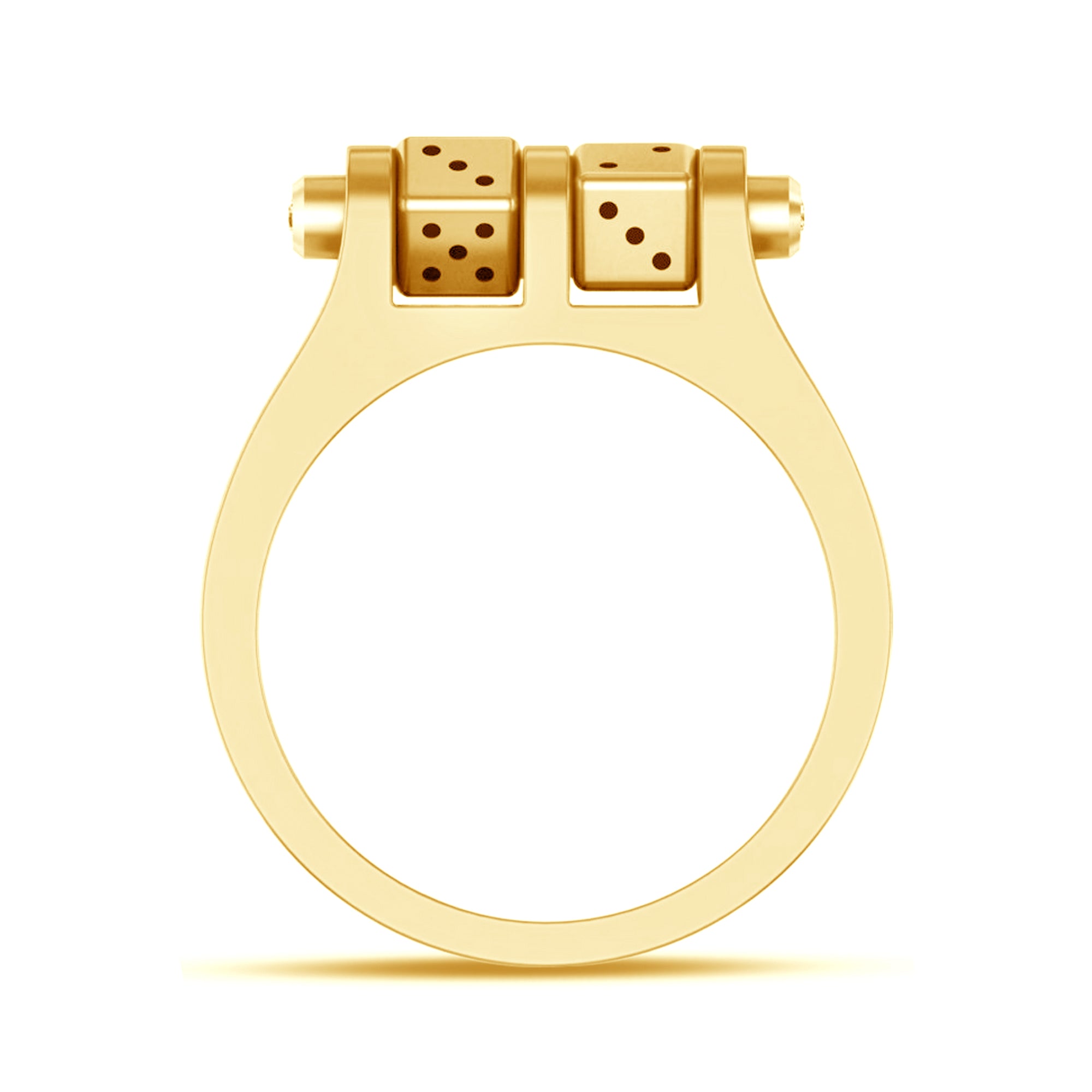 Bold Yellow Gold Plated Lucky Dice Ring