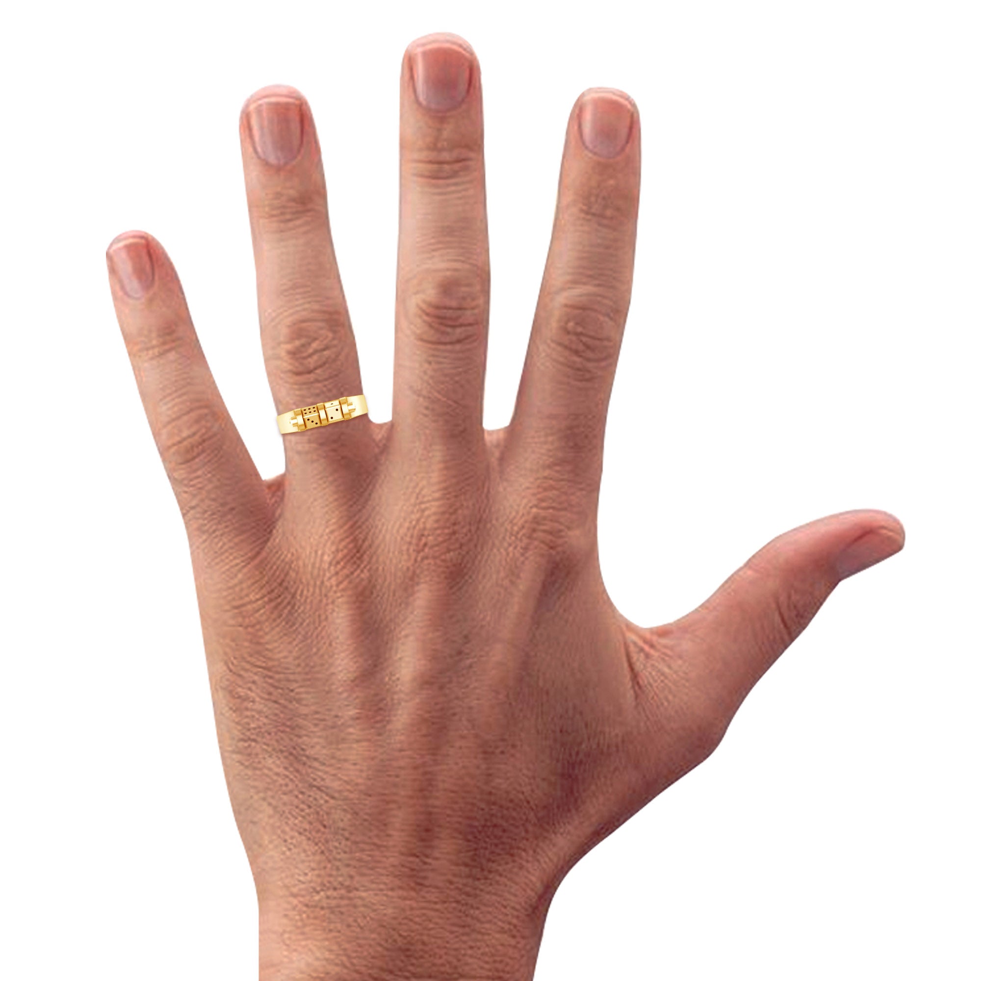 Bold Yellow Gold Plated Lucky Dice Ring