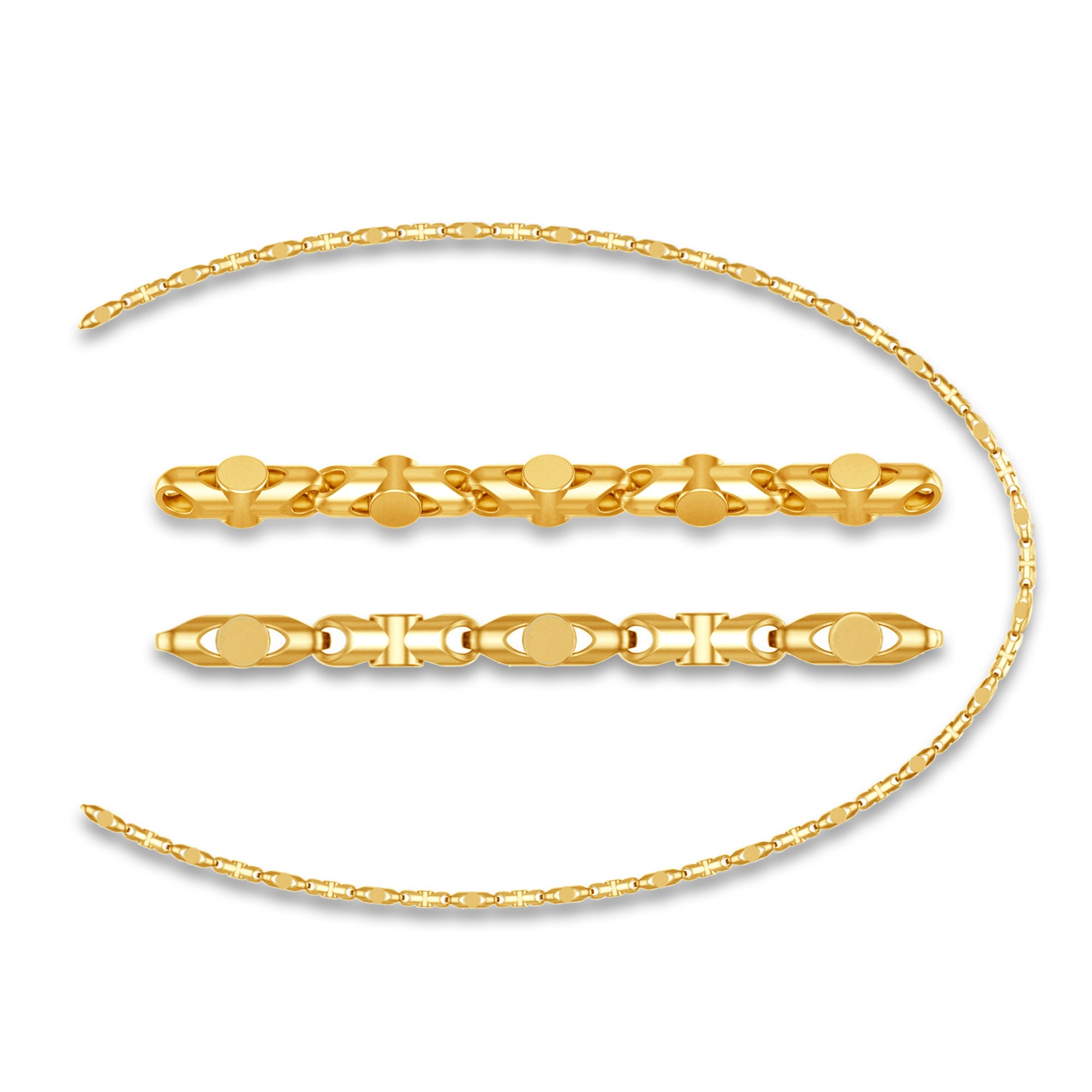 Men’s Durable Gold Plated Geometric Link Chain