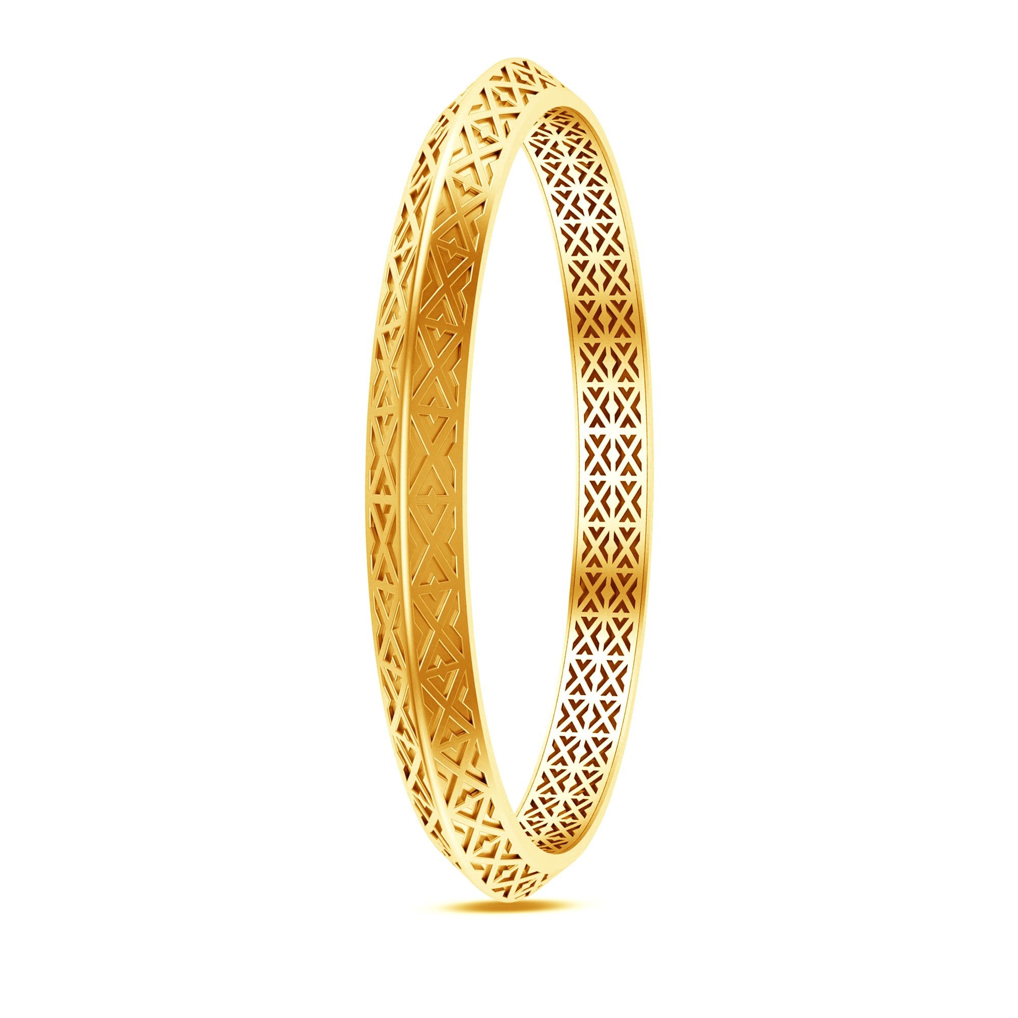 Yellow Gold Plated X Pattern Kada for Men’s