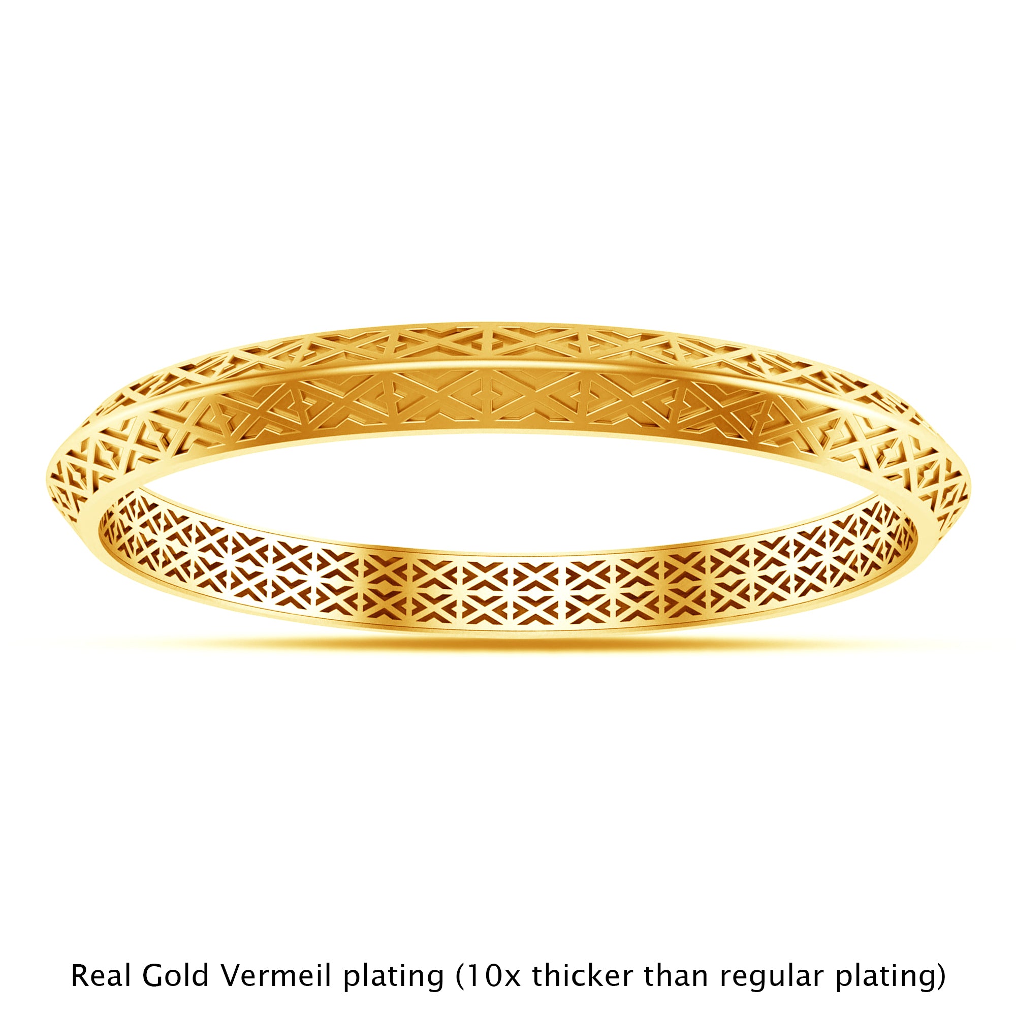 Yellow Gold Plated X Pattern Kada for Men’s