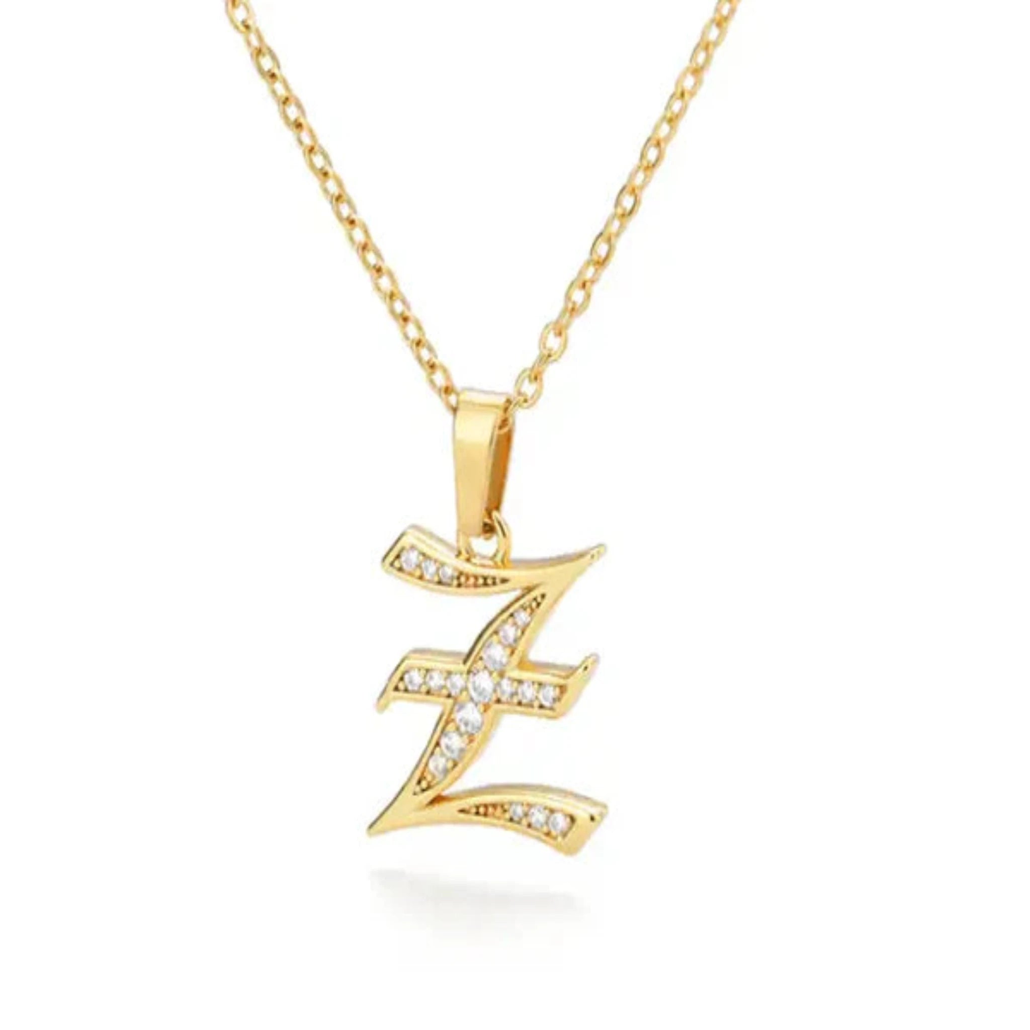 Yellow Gold Adjustable Silver Font Letter Pendant For Woman
