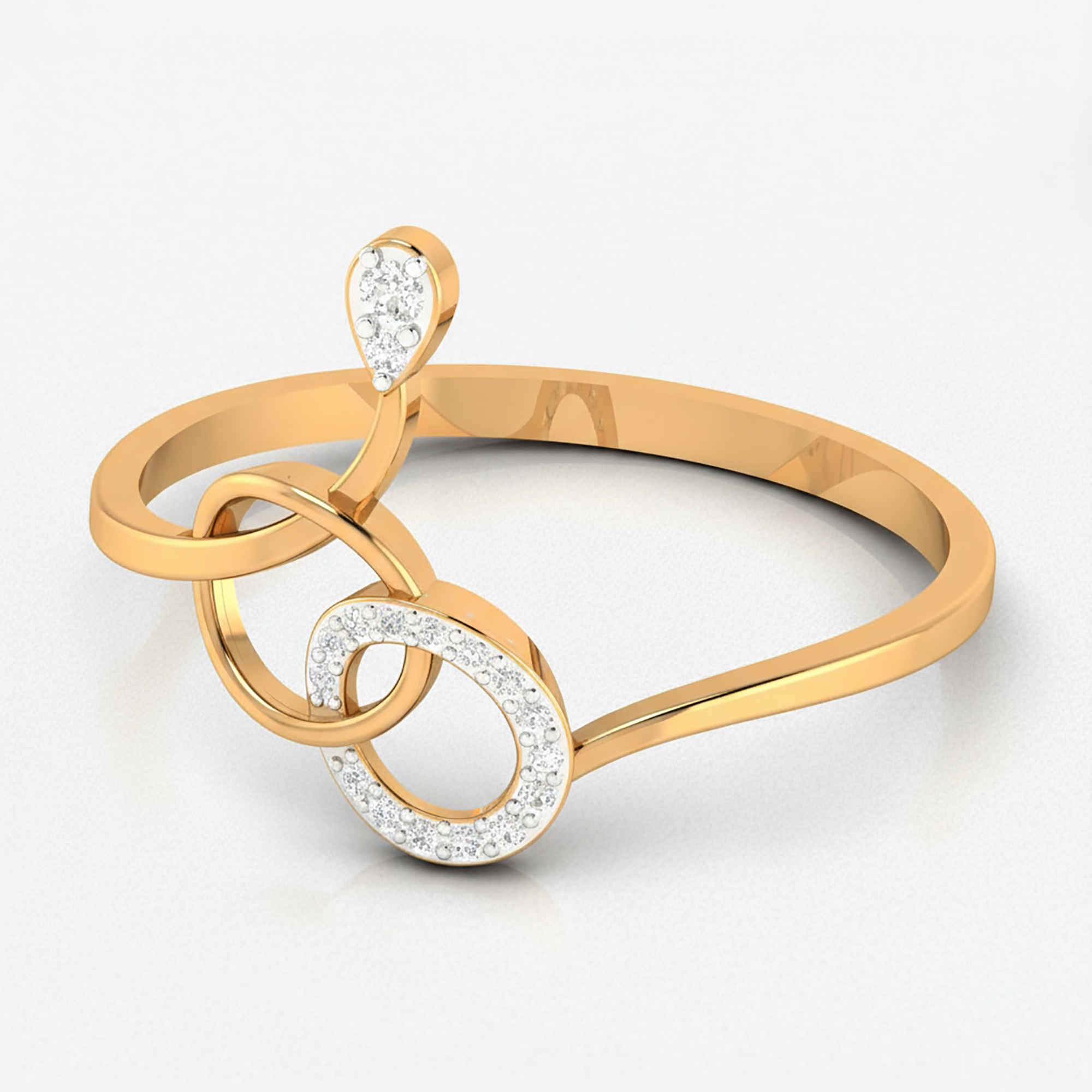 Double Loop Diamond Stylish Ring