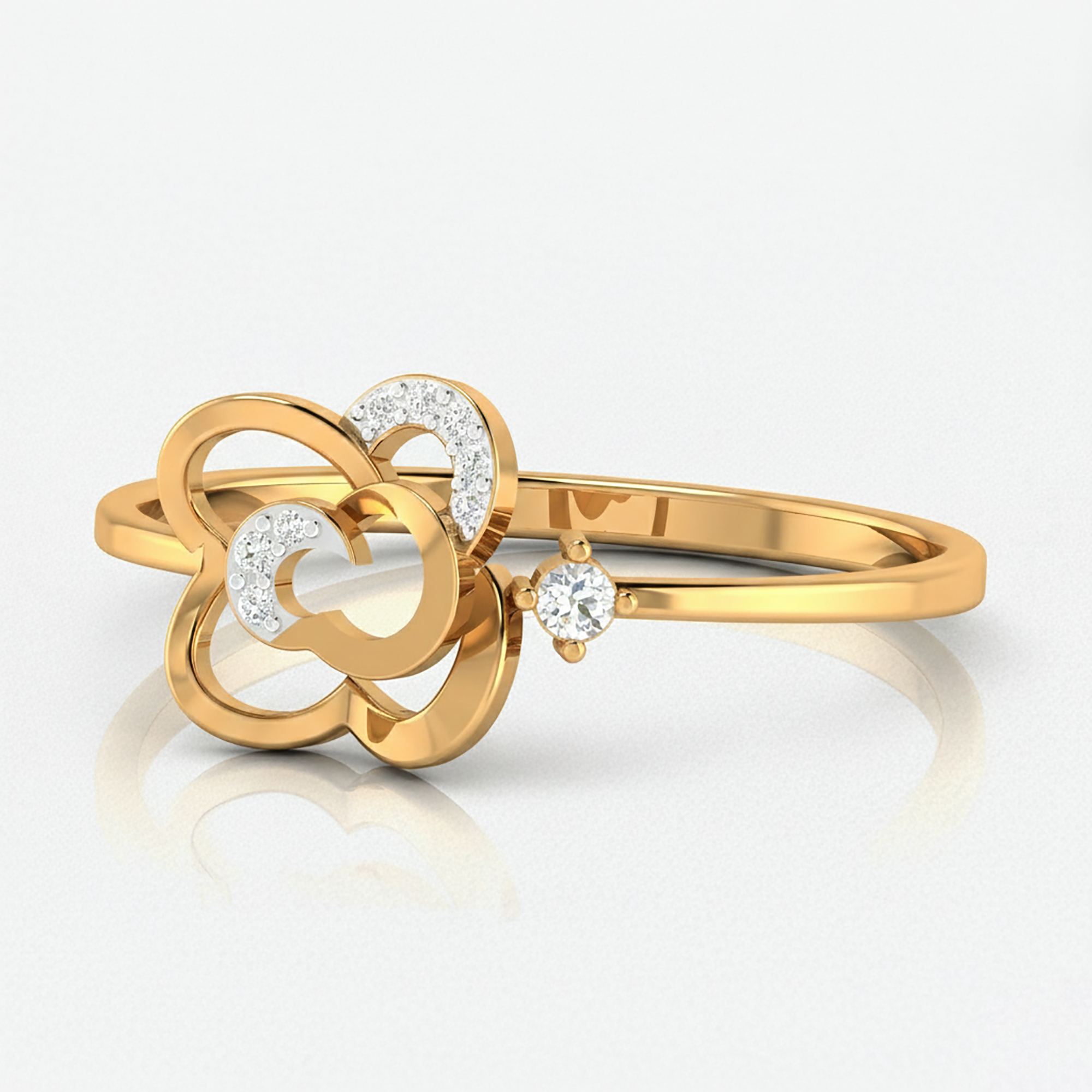 Open Floral Clover Diamond Ring