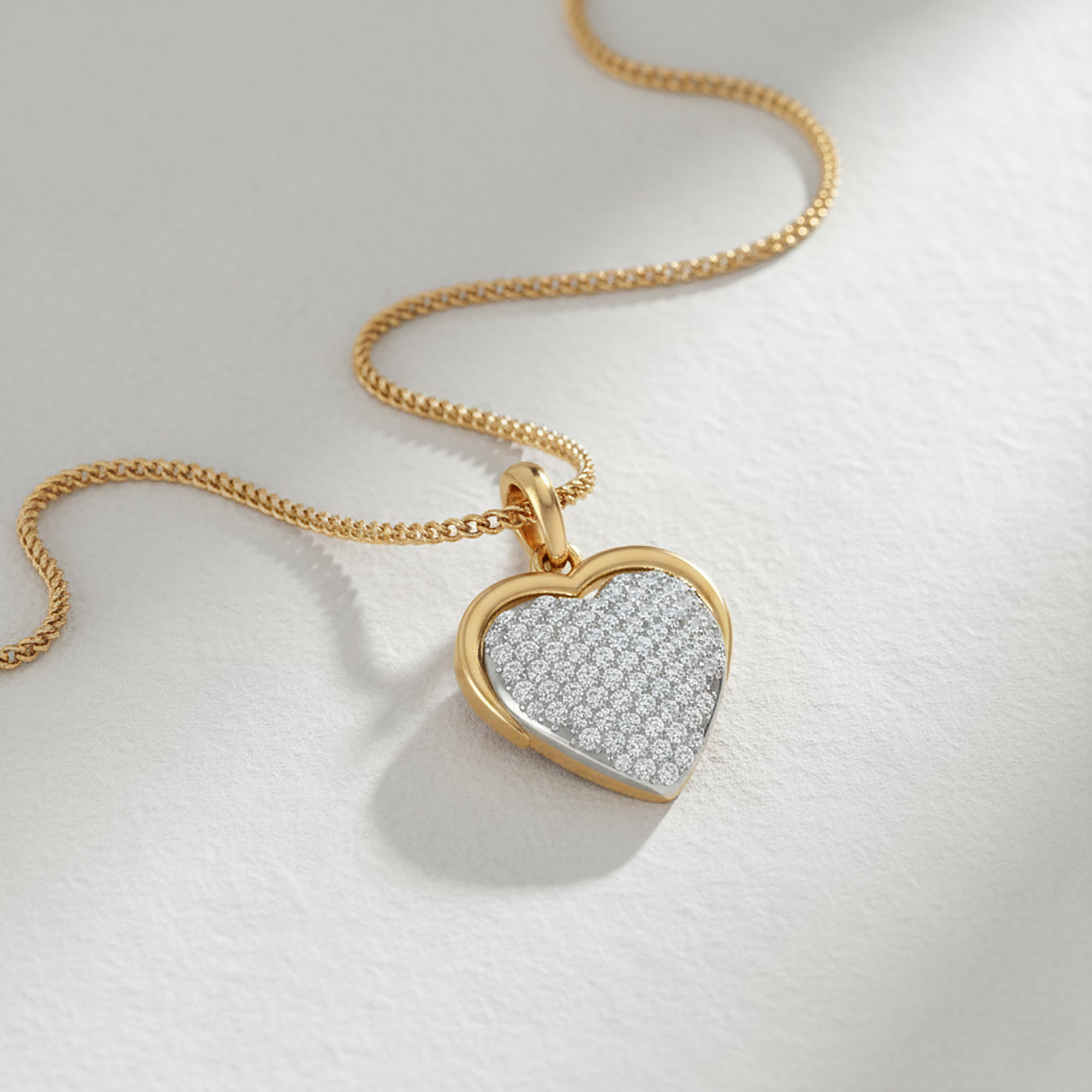 Gold Plated Heart Diamond Pendant