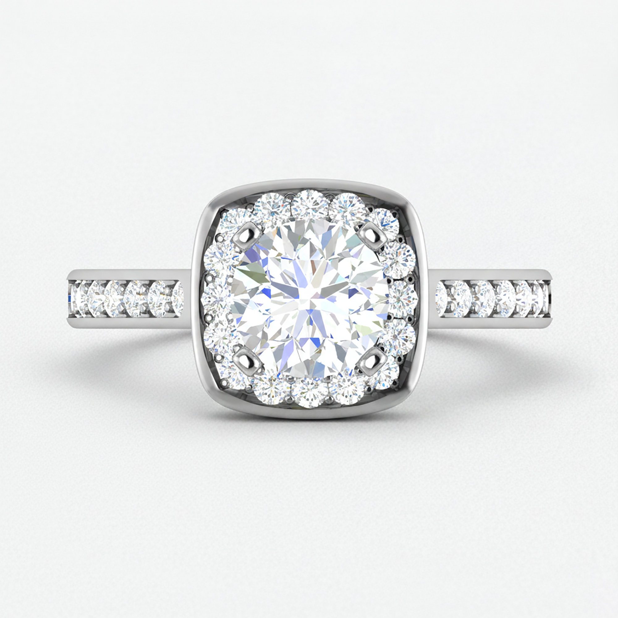 Elegant Cushion Halo Diamond Ring