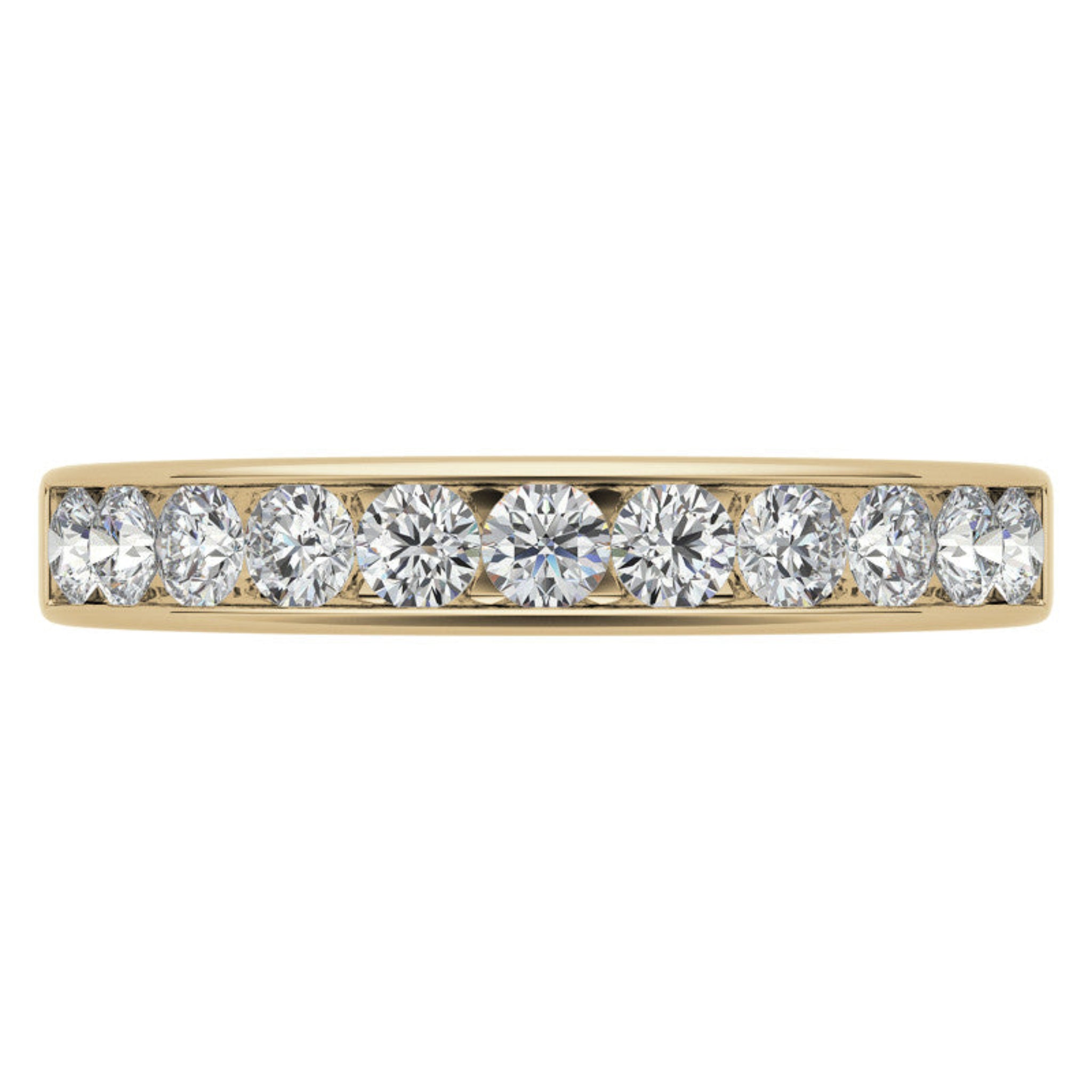 Yellow Gold Silver Sparkling Sleek Channel-Set Adjustable Round Diamond-Embedded Ring For Woman