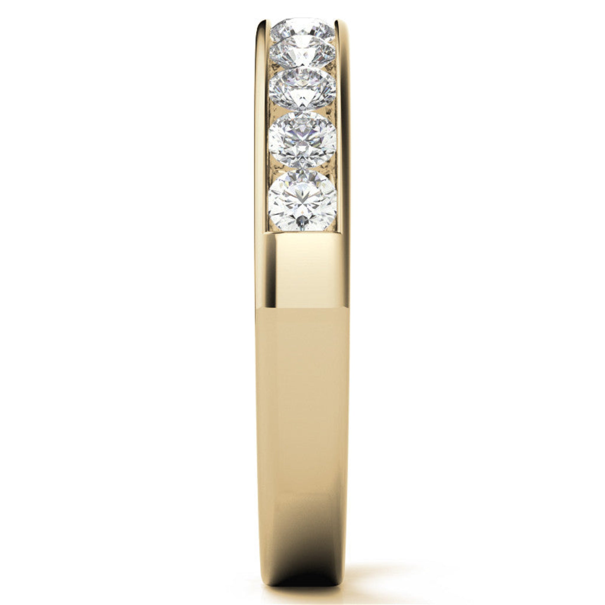 Yellow Gold Silver Sparkling Sleek Channel-Set Adjustable Round Diamond-Embedded Ring For Woman