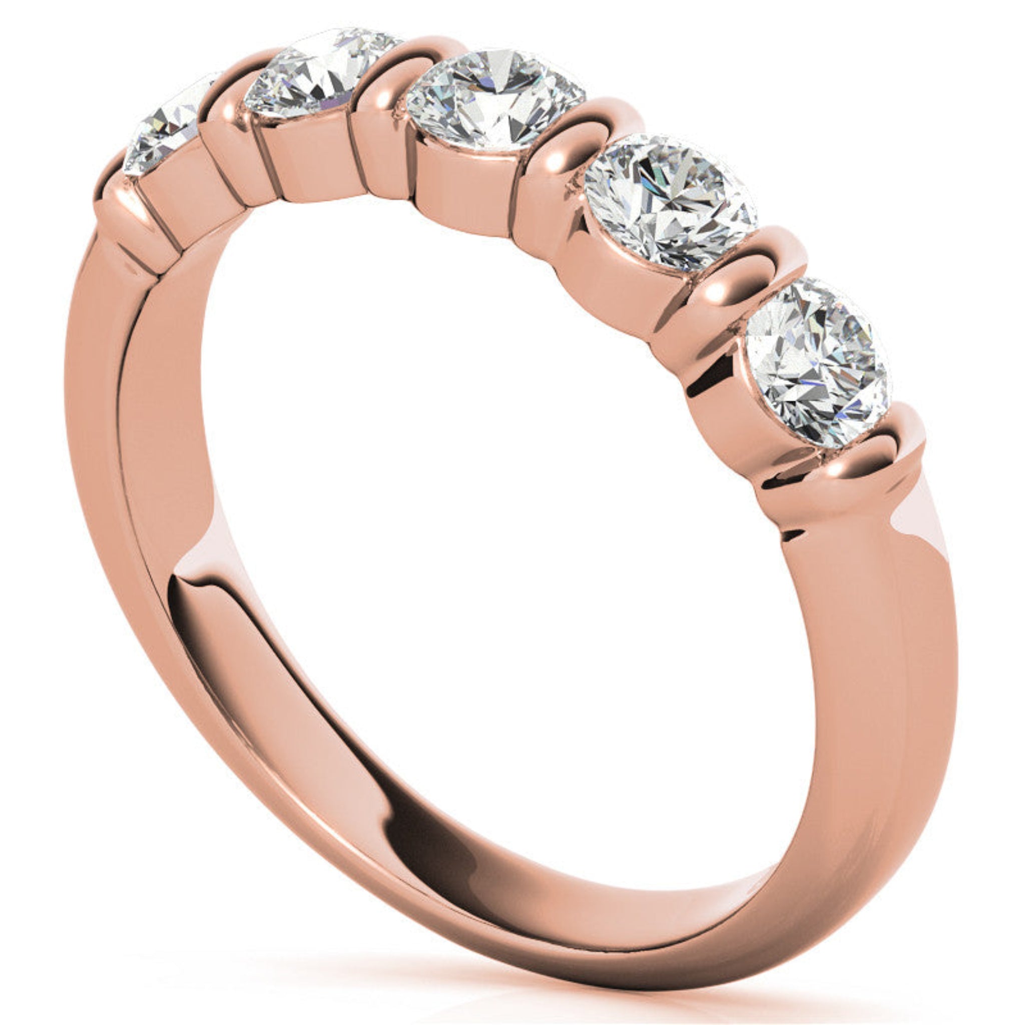 Adjustable Sterling Silver Beautiful And Elegant Five-Stone Round Diamond Rose Gold Band For Women