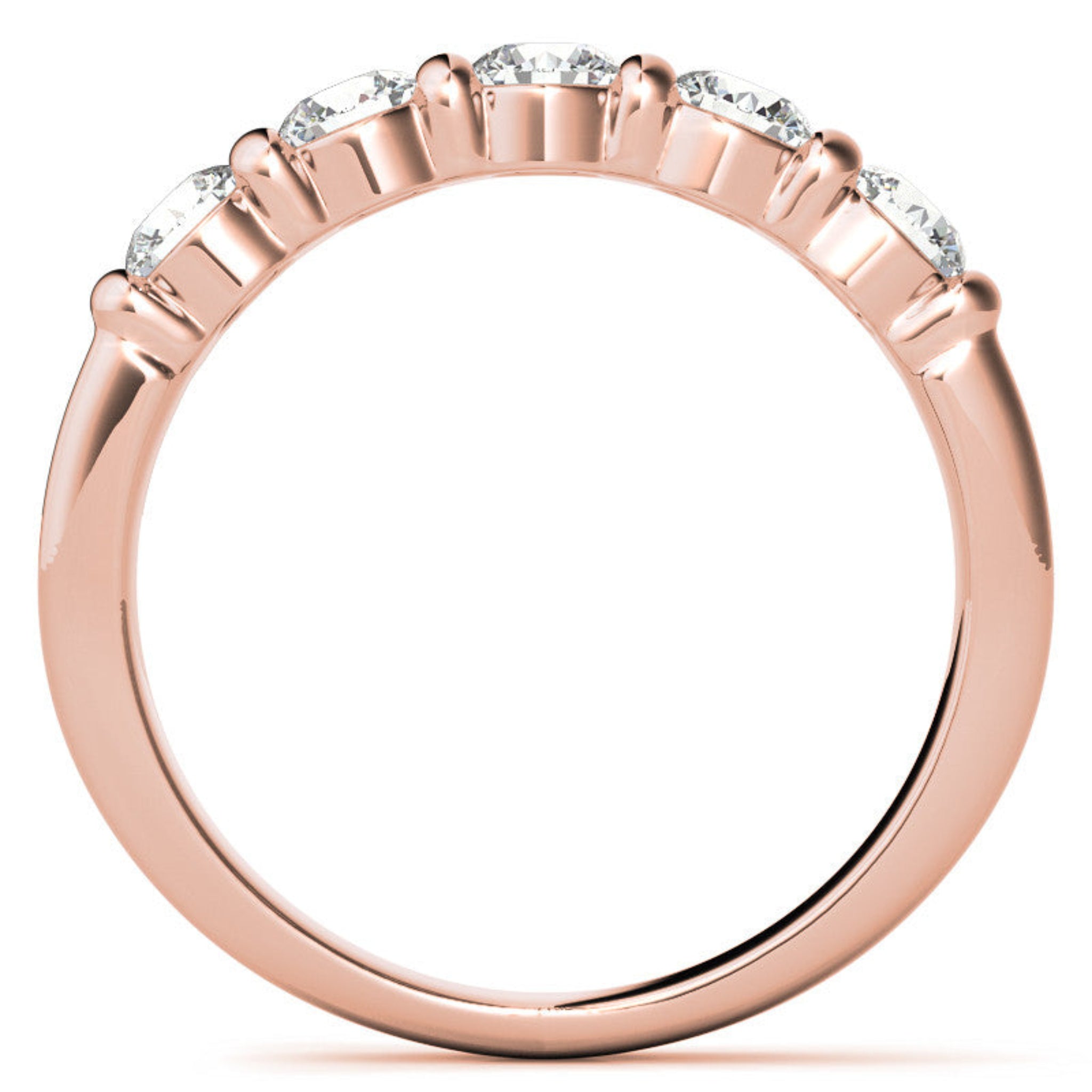 Adjustable Sterling Silver Beautiful And Elegant Five-Stone Round Diamond Rose Gold Band For Women