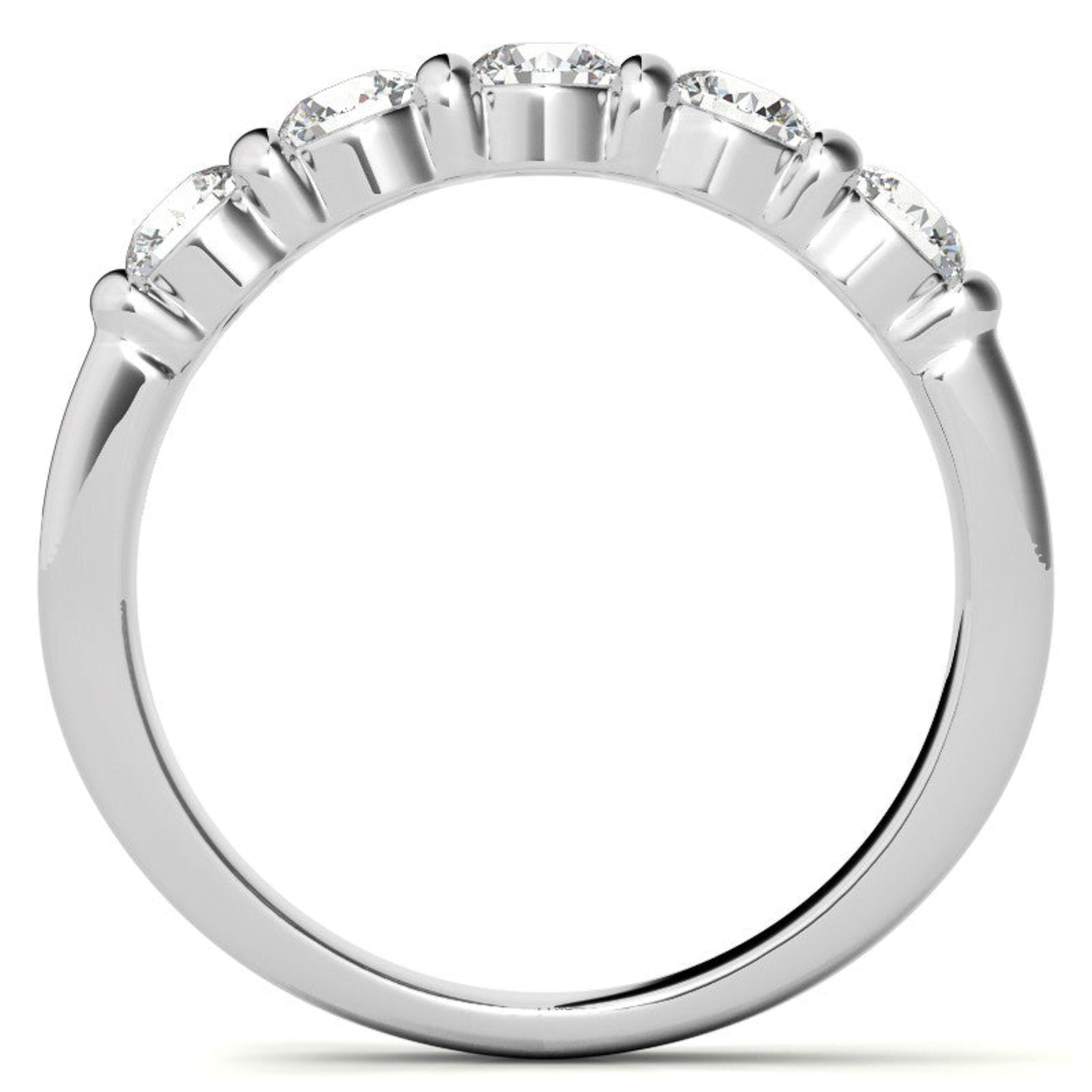 Adjustable Sterling Silver Beautiful And Elegant Five-Stone Round Diamond White Gold Band For Women