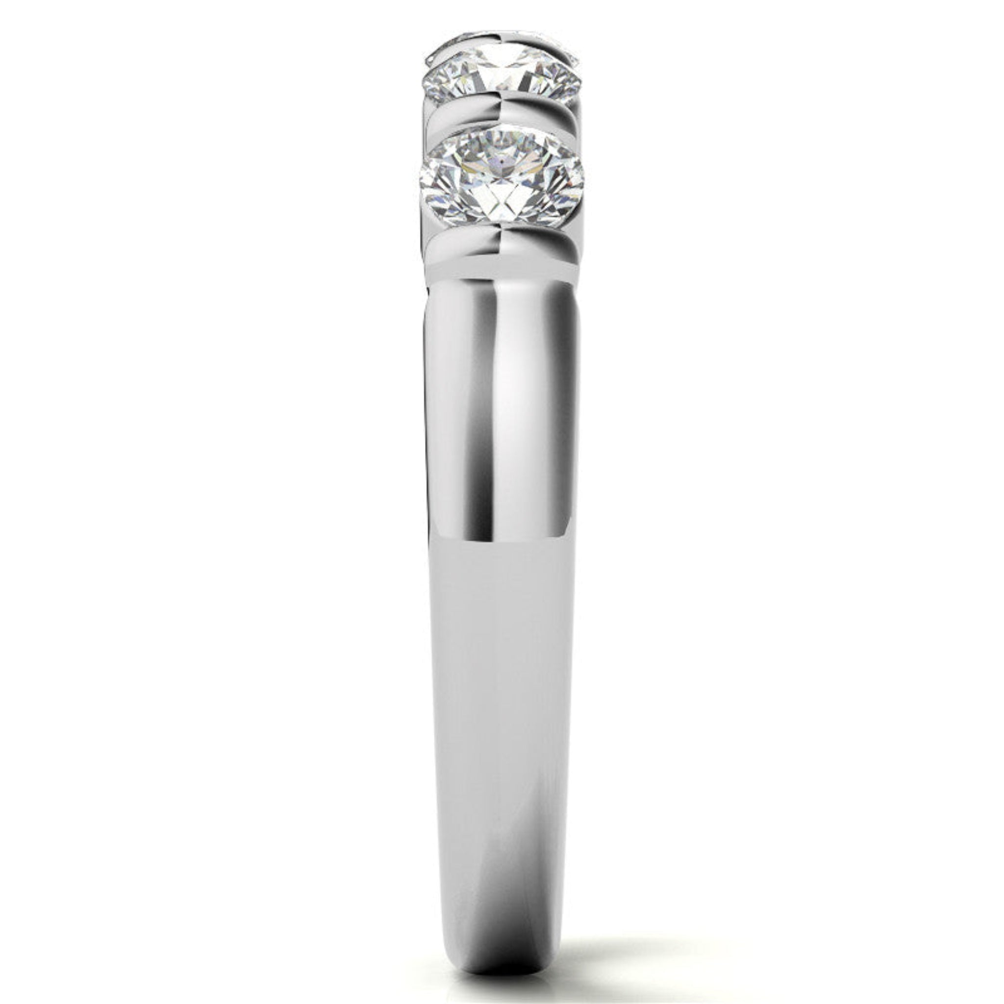 Adjustable Sterling Silver Beautiful And Elegant Five-Stone Round Diamond White Gold Band For Women