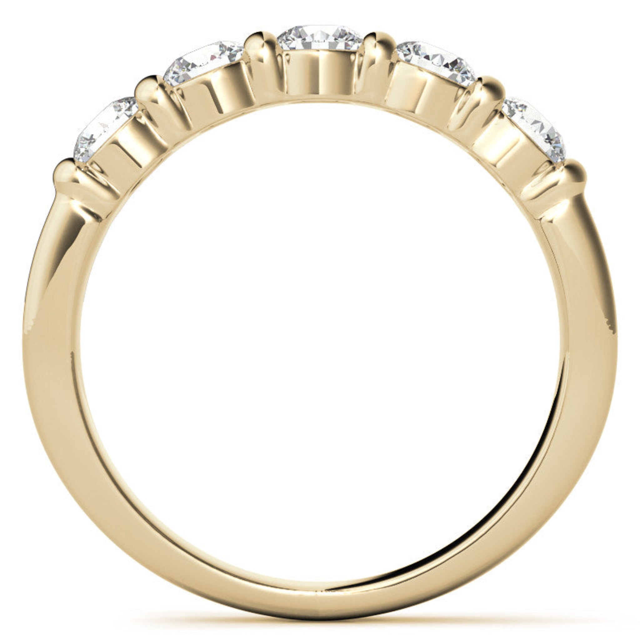 Adjustable Sterling Silver Beautiful And Elegant Five-Stone Round Diamond Yellow Gold Band For Women