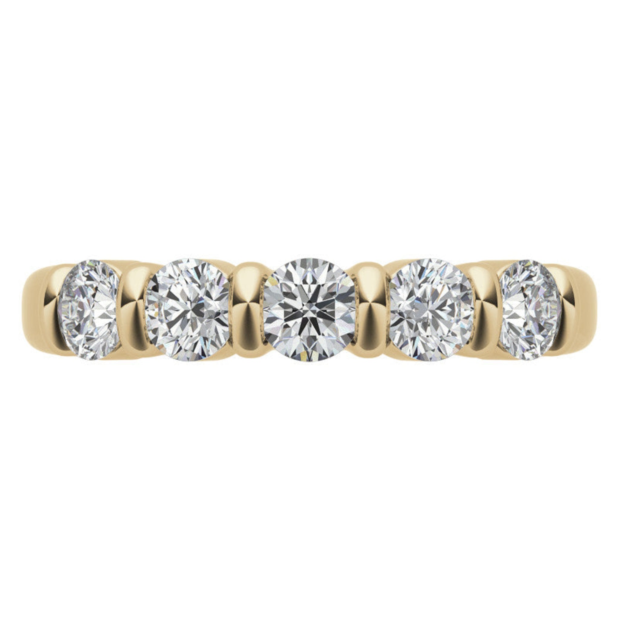 Adjustable Sterling Silver Beautiful And Elegant Five-Stone Round Diamond Yellow Gold Band For Women