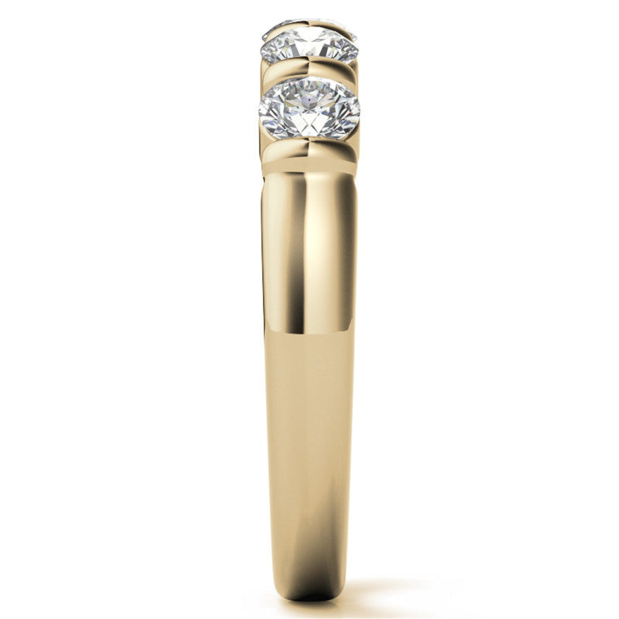 Adjustable Sterling Silver Beautiful And Elegant Five-Stone Round Diamond Yellow Gold Band For Women